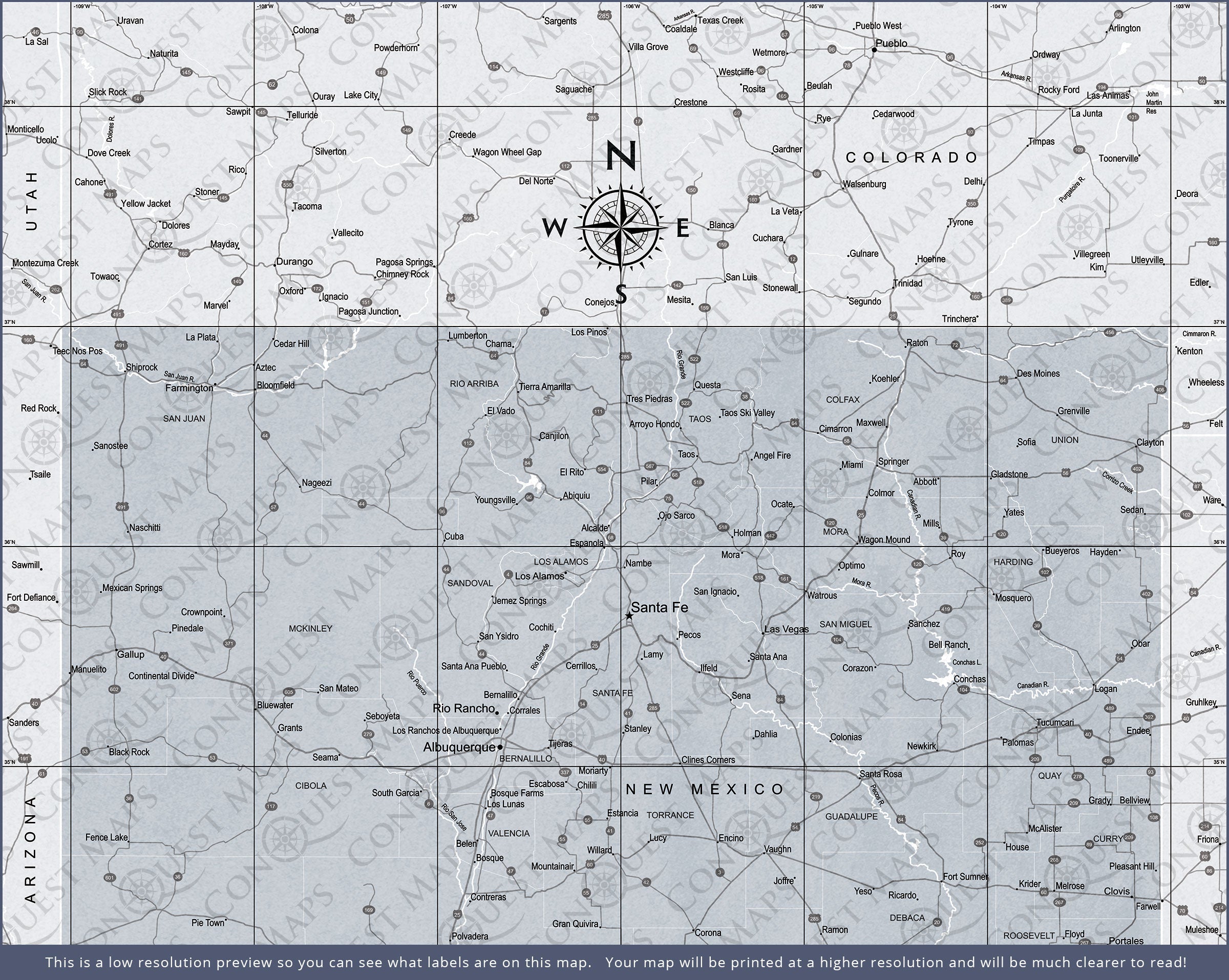 Push Pin New Mexico Map (Pin Board) - Light Gray Color Splash CM Pin Board