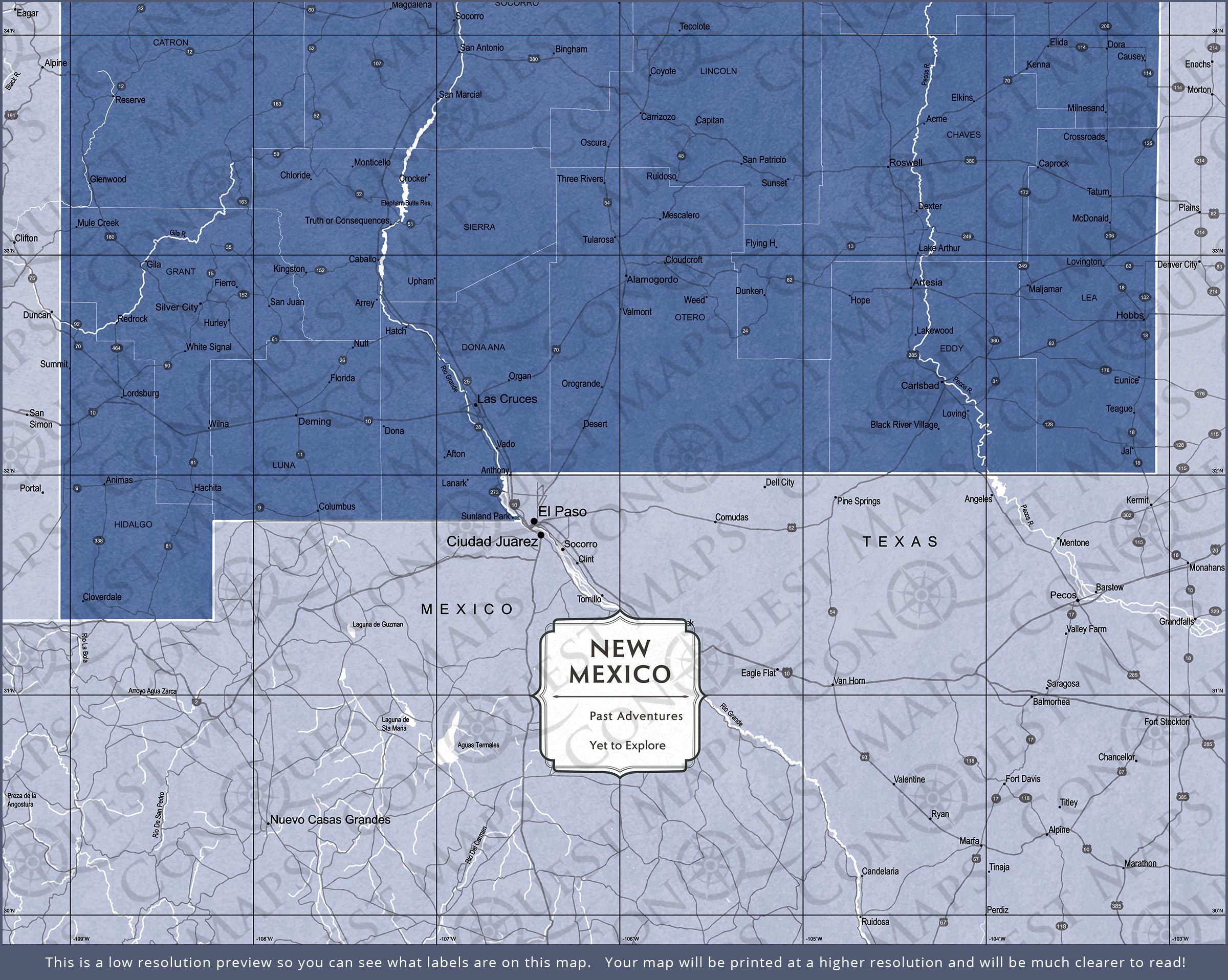 Push Pin New Mexico Map (Pin Board) - Navy Color Splash CM Pin Board