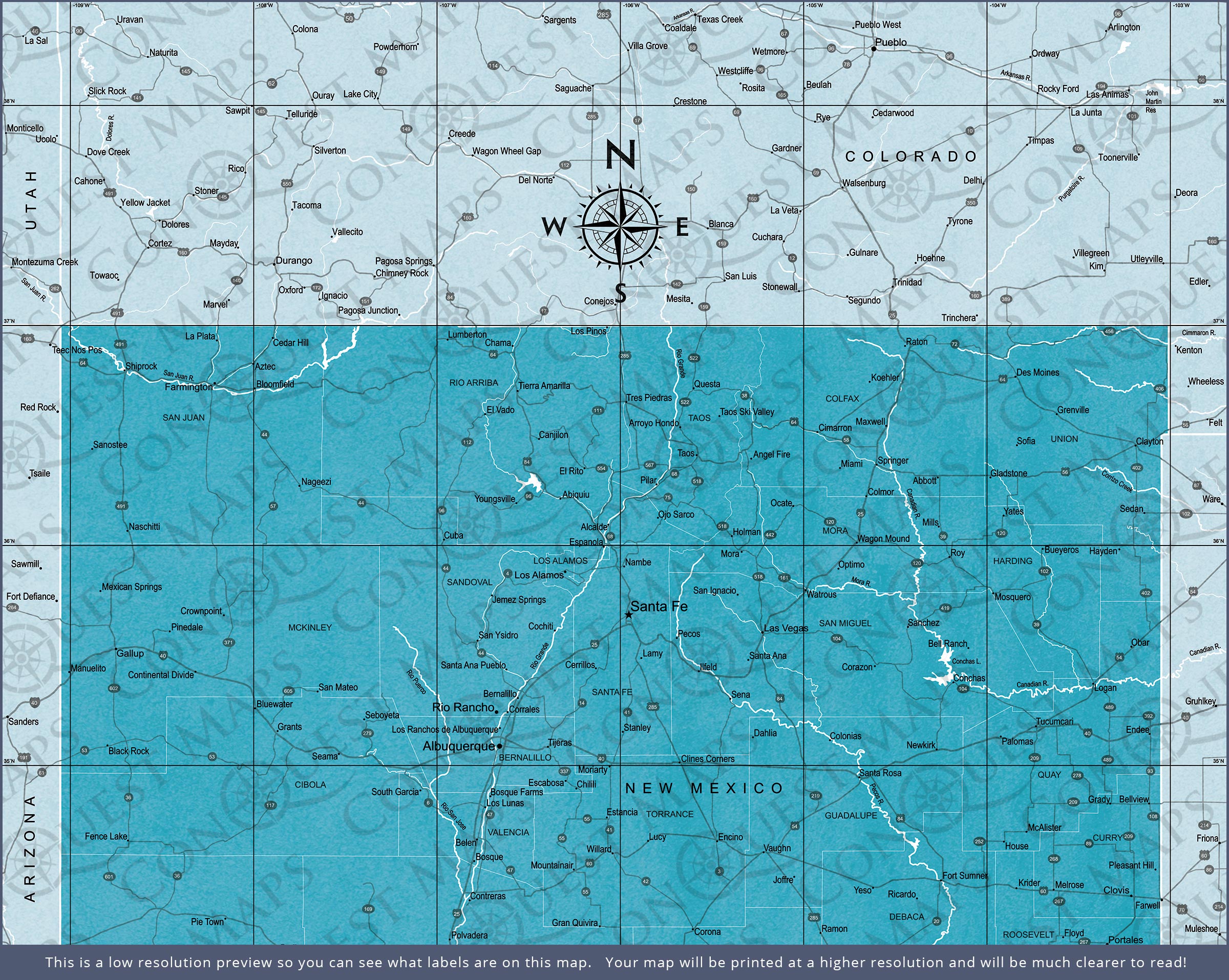 Push Pin New Mexico Map (Pin Board) - Teal Color Splash CM Pin Board