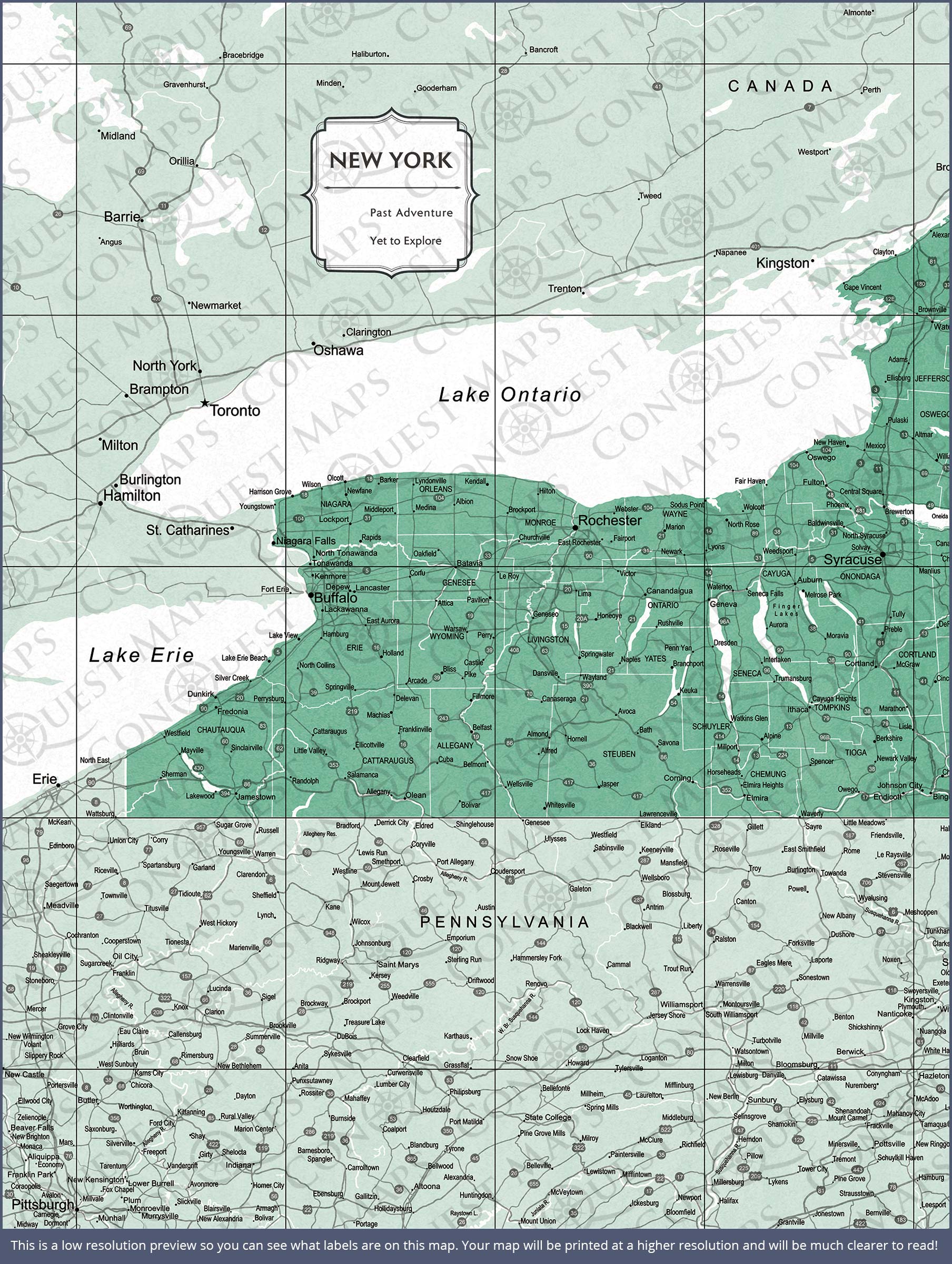 Push Pin New York Map (Pin Board) - Green Color Splash CM Pin Board