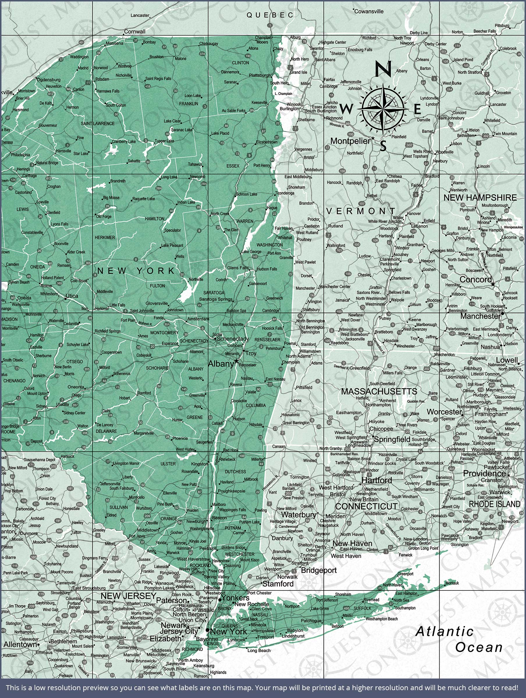 Push Pin New York Map (Pin Board) - Green Color Splash CM Pin Board