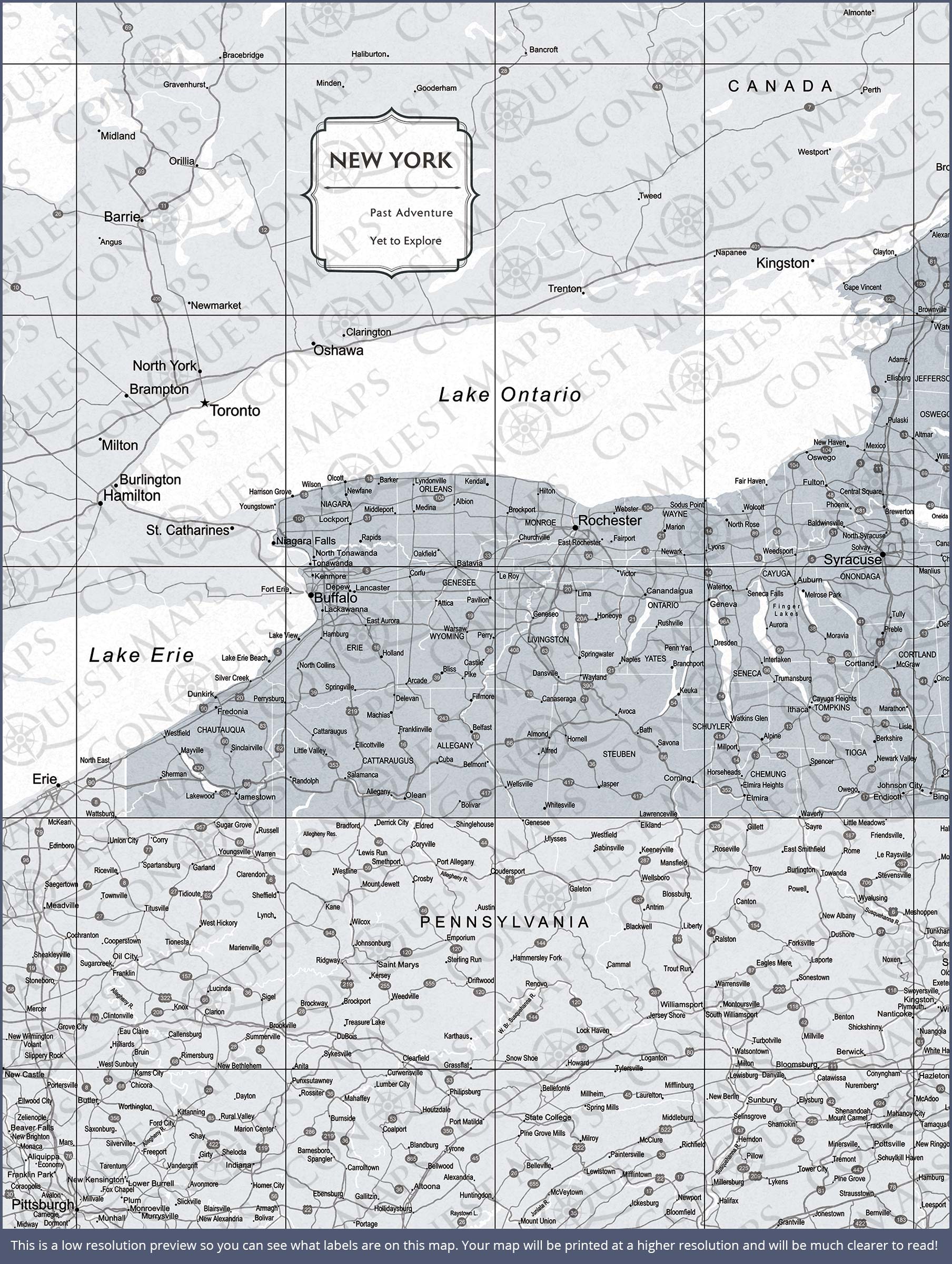 Push Pin New York Map (Pin Board) - Light Gray Color Splash CM Pin Board