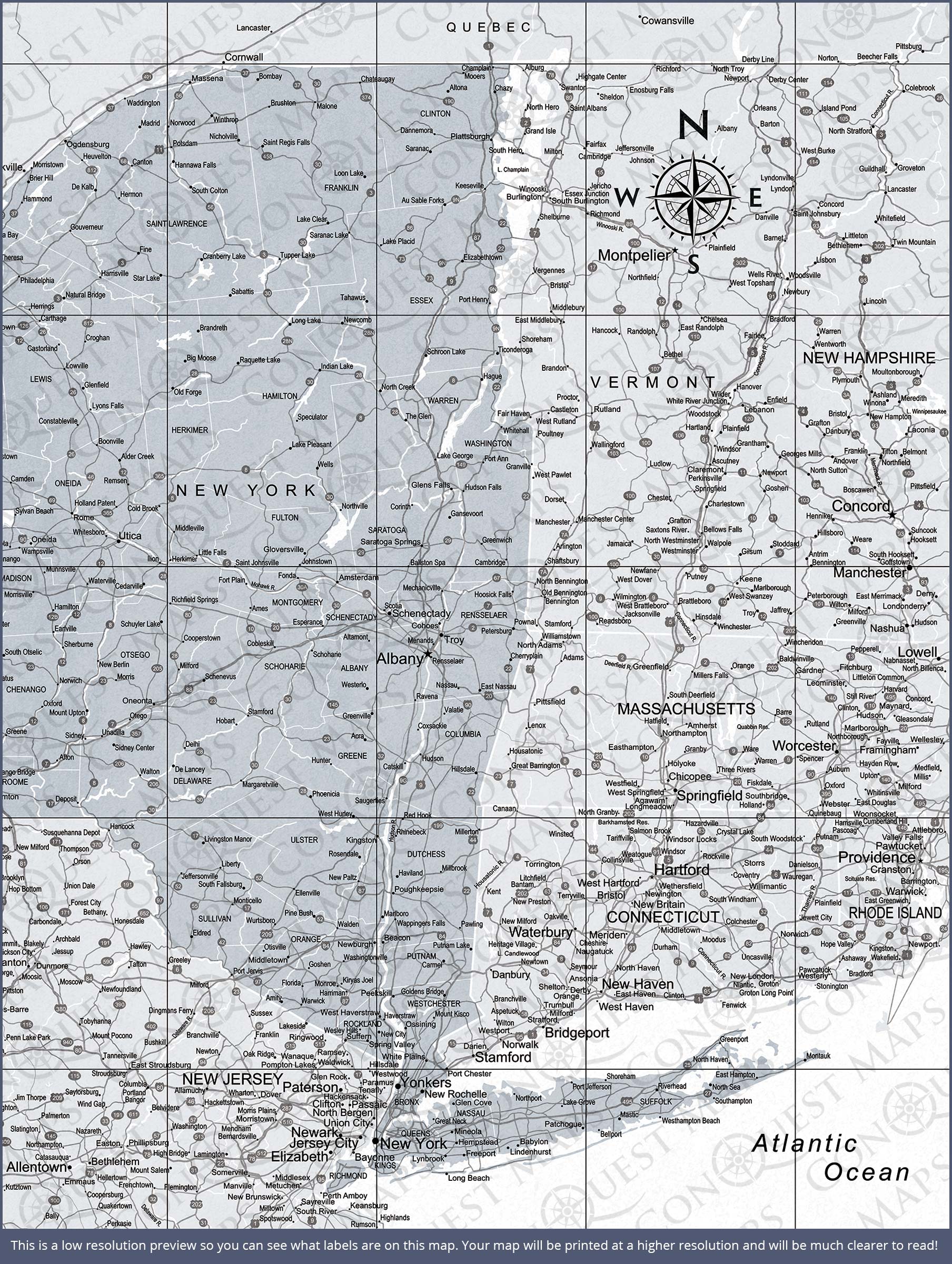 Push Pin New York Map (Pin Board) - Light Gray Color Splash CM Pin Board