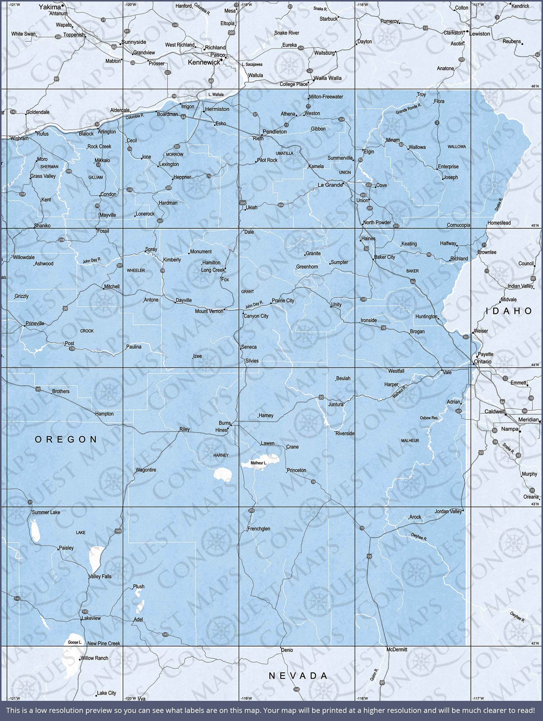 Push Pin Oregon Map (Pin Board) - Light Blue Color Splash CM Pin Board