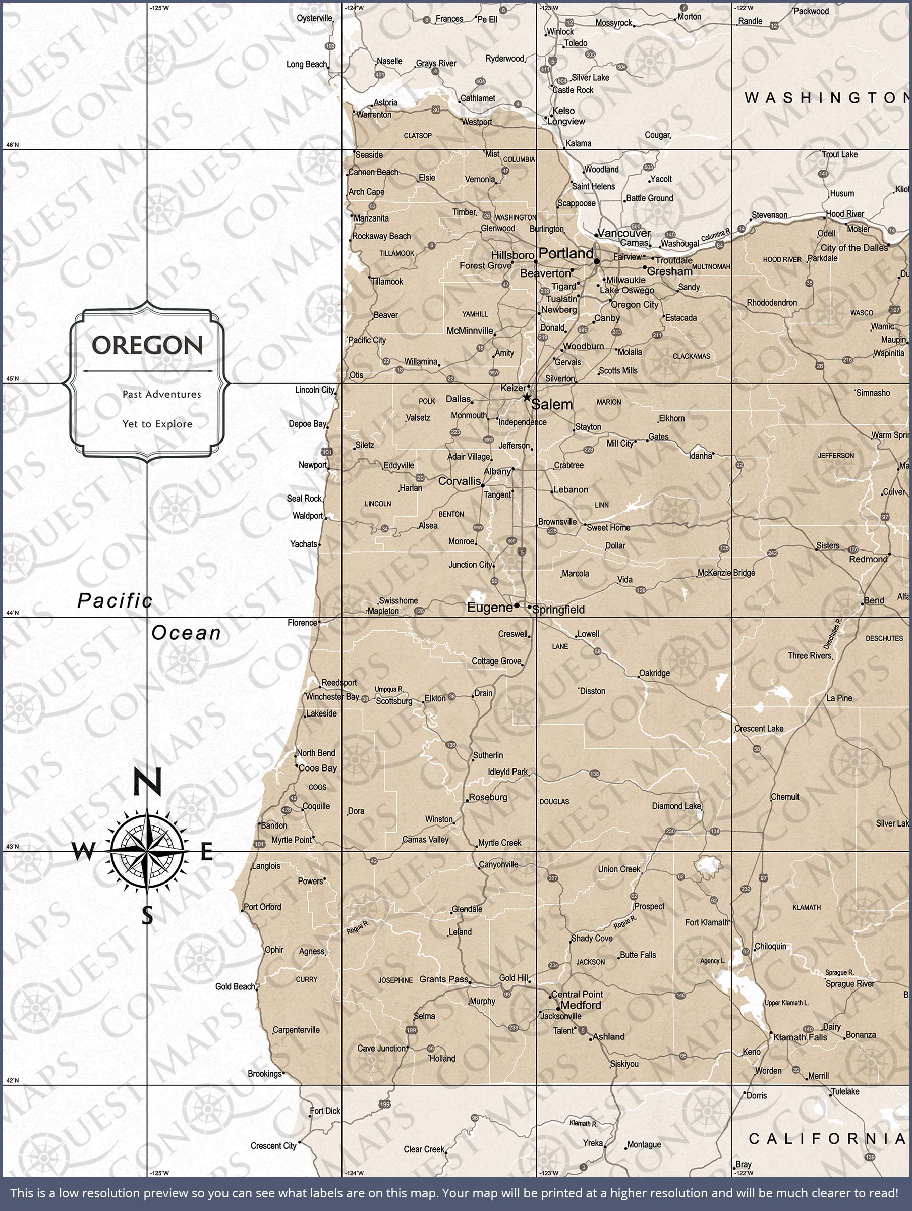 Push Pin Oregon Map (Pin Board) - Light Brown Color Splash CM Pin Board