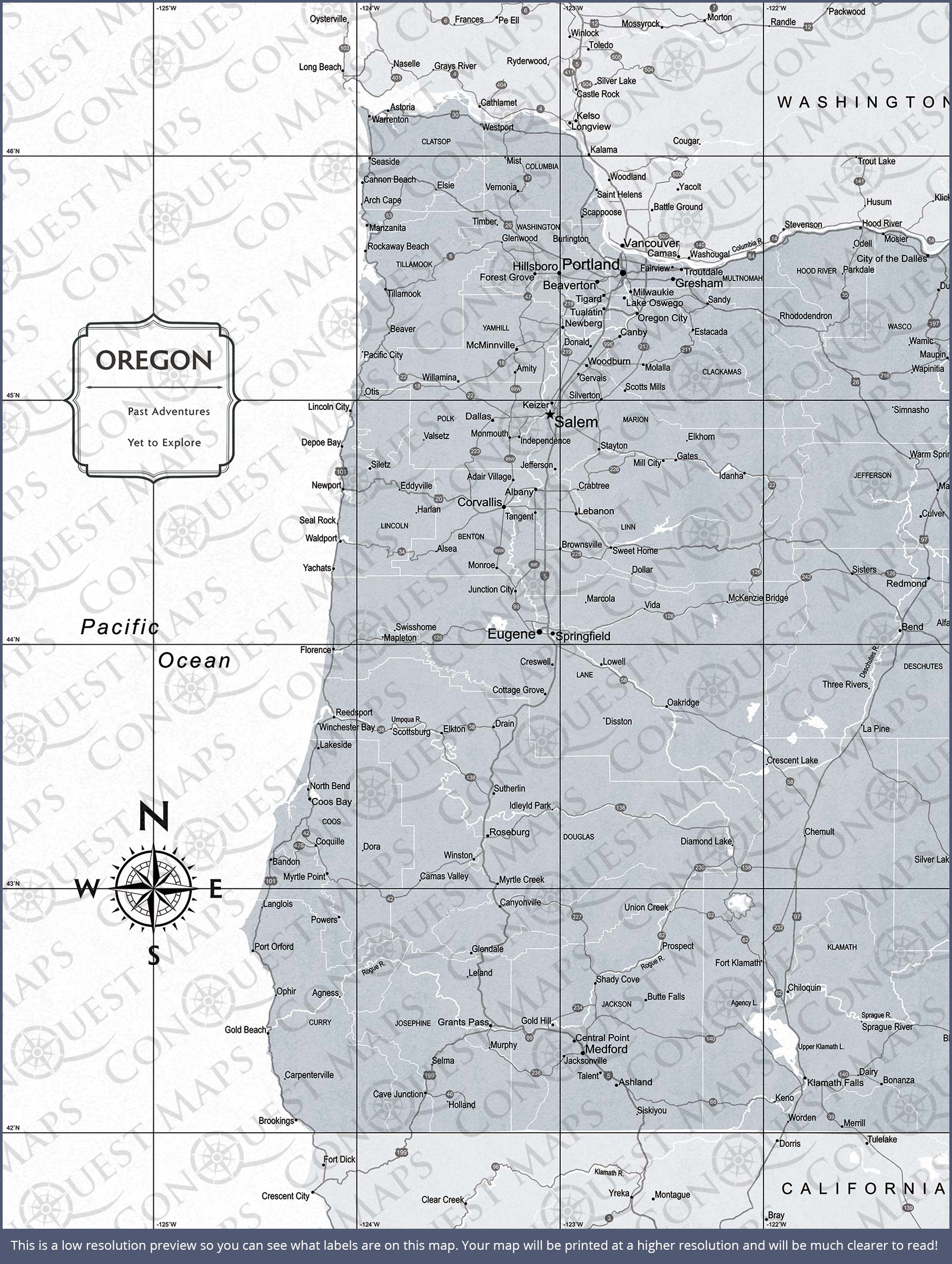 Push Pin Oregon Map (Pin Board) - Light Gray Color Splash CM Pin Board