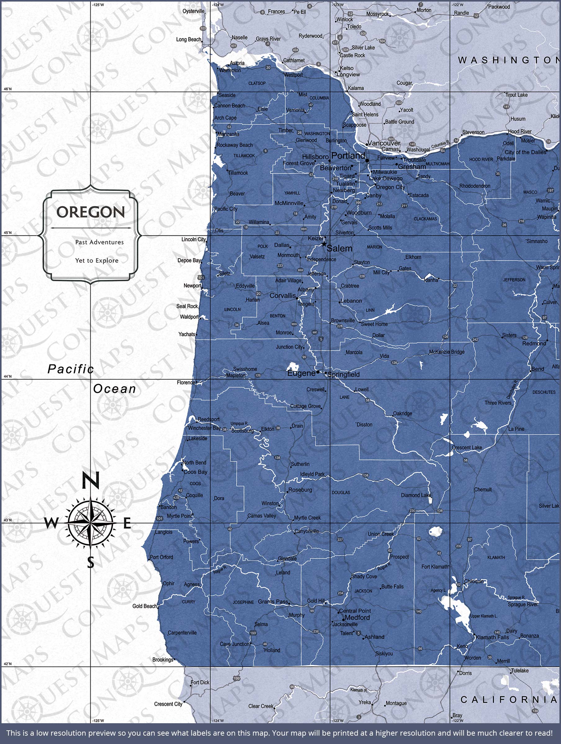 Push Pin Oregon Map (Pin Board) - Navy Color Splash CM Pin Board