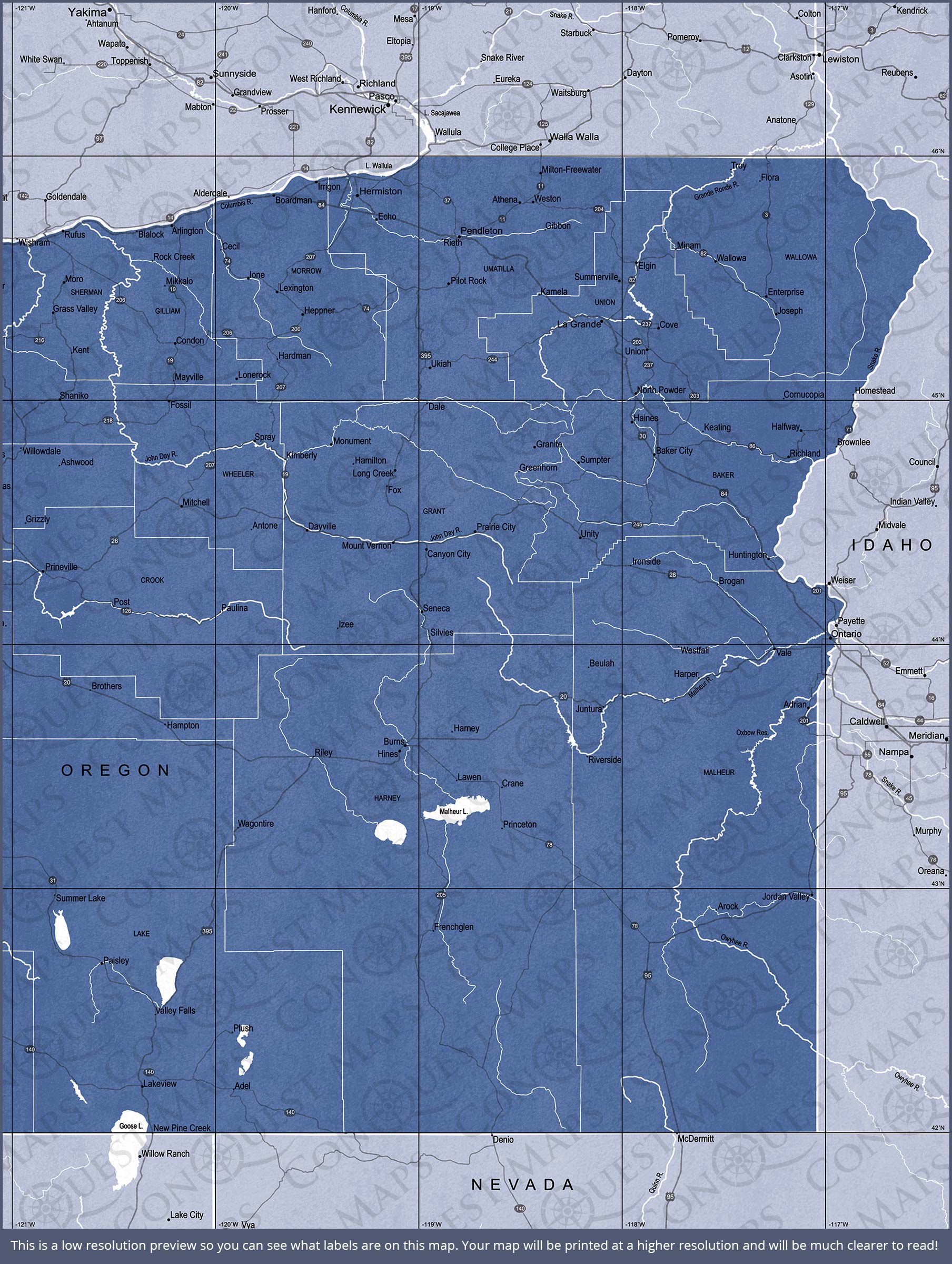 Push Pin Oregon Map (Pin Board) - Navy Color Splash CM Pin Board