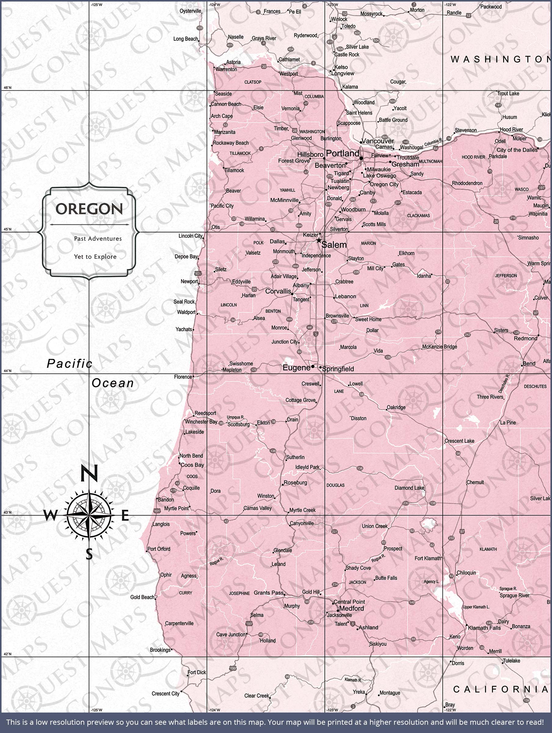 Push Pin Oregon Map (Pin Board) - Pink Color Splash CM Pin Board