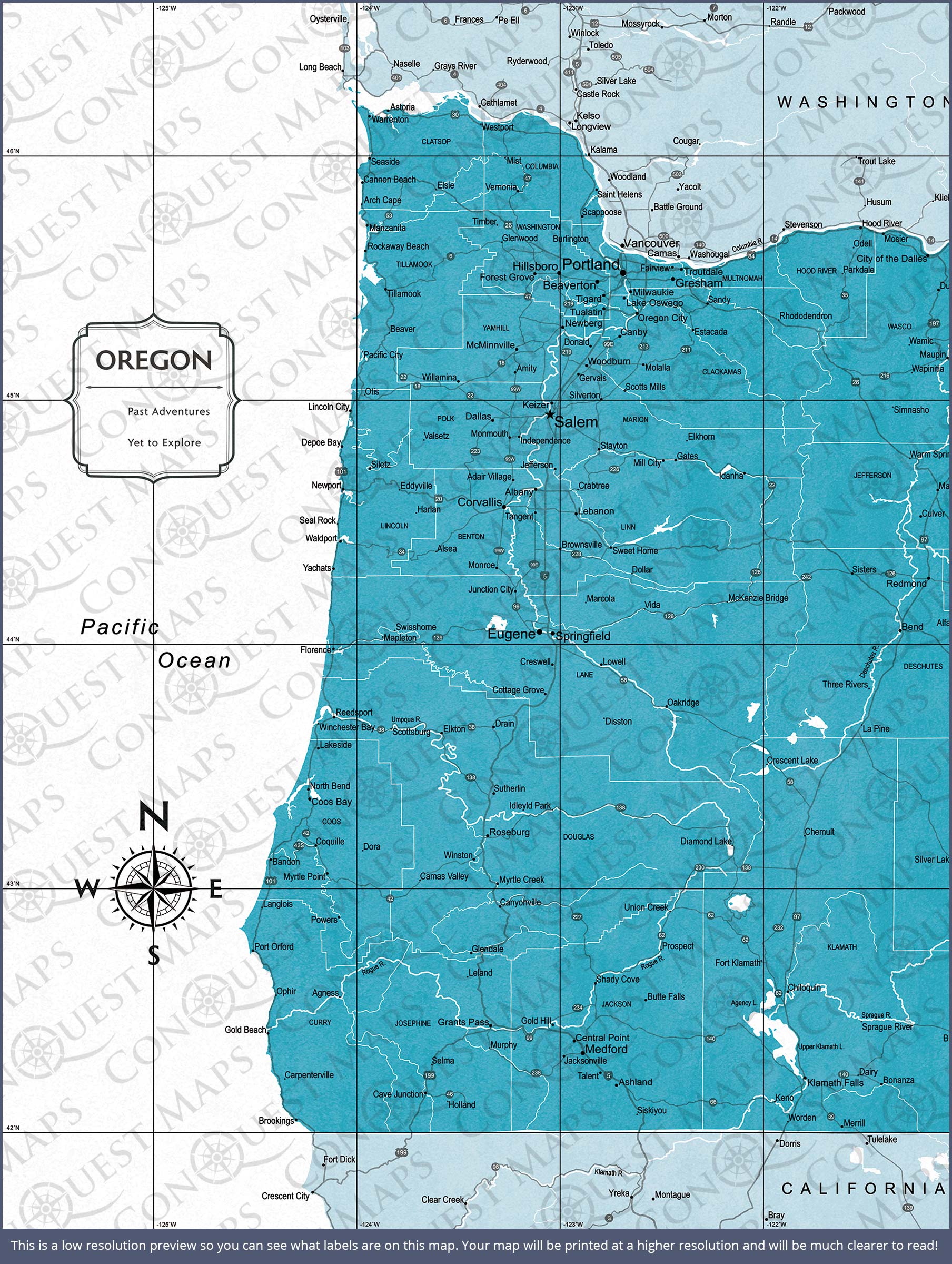 Push Pin Oregon Map (Pin Board) - Teal Color Splash CM Pin Board