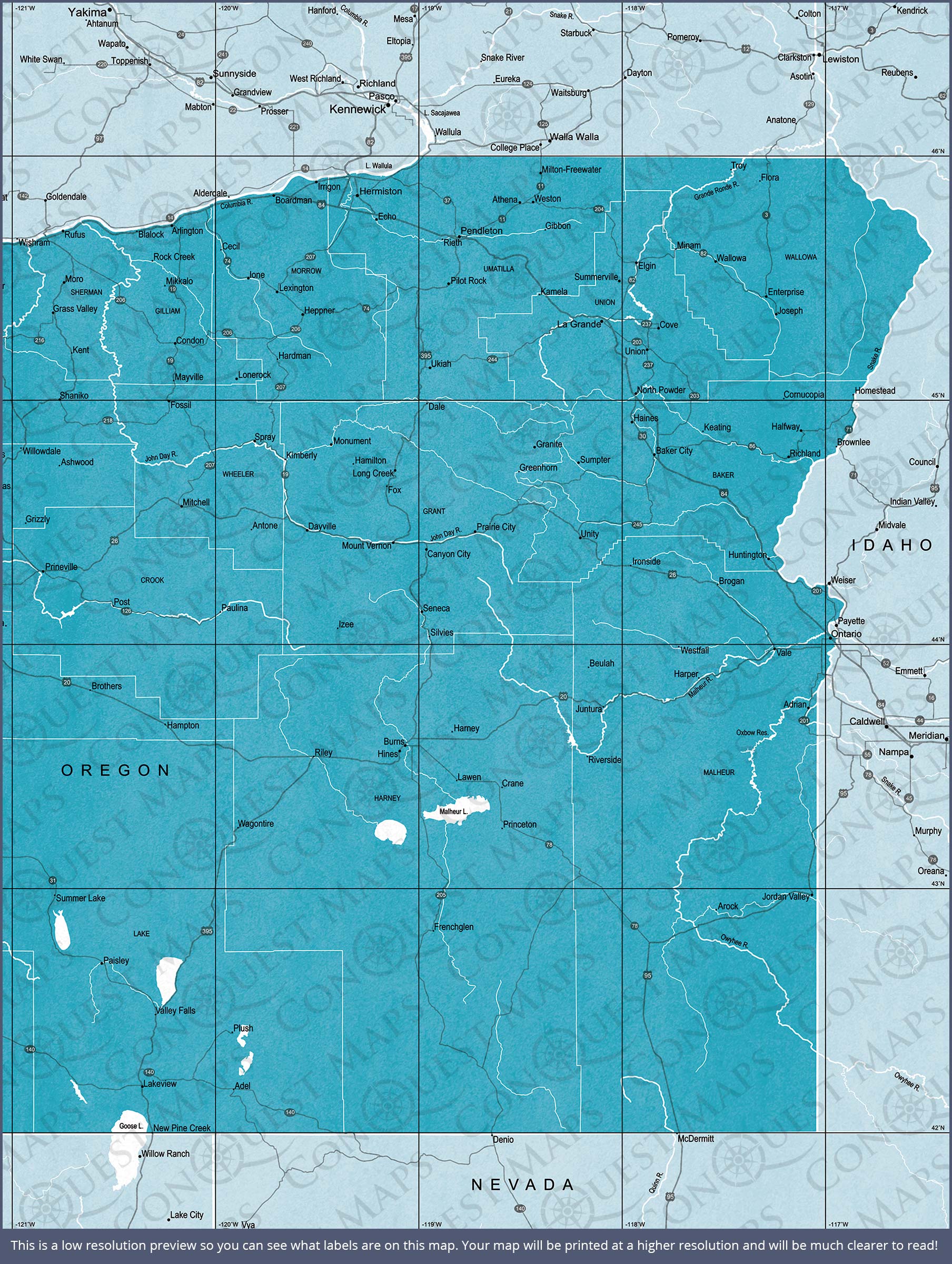 Push Pin Oregon Map (Pin Board) - Teal Color Splash CM Pin Board