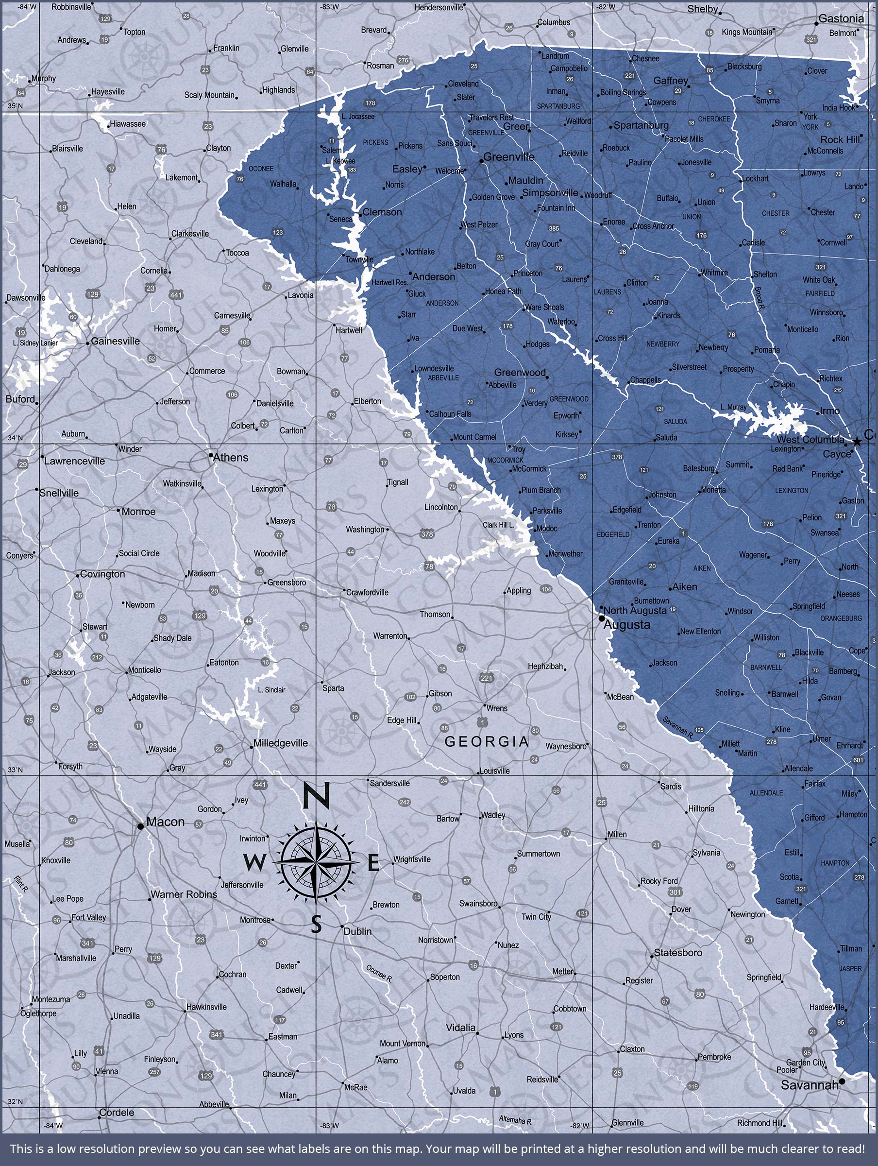Push Pin South Carolina Map (Pin Board) - Navy Color Splash CM Pin Board