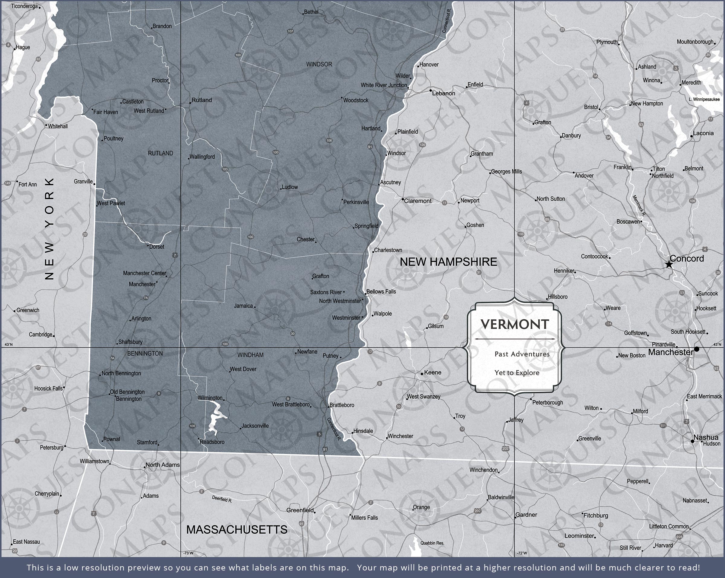Push Pin Vermont Map (Pin Board) - Dark Gray Color Splash CM Pin Board