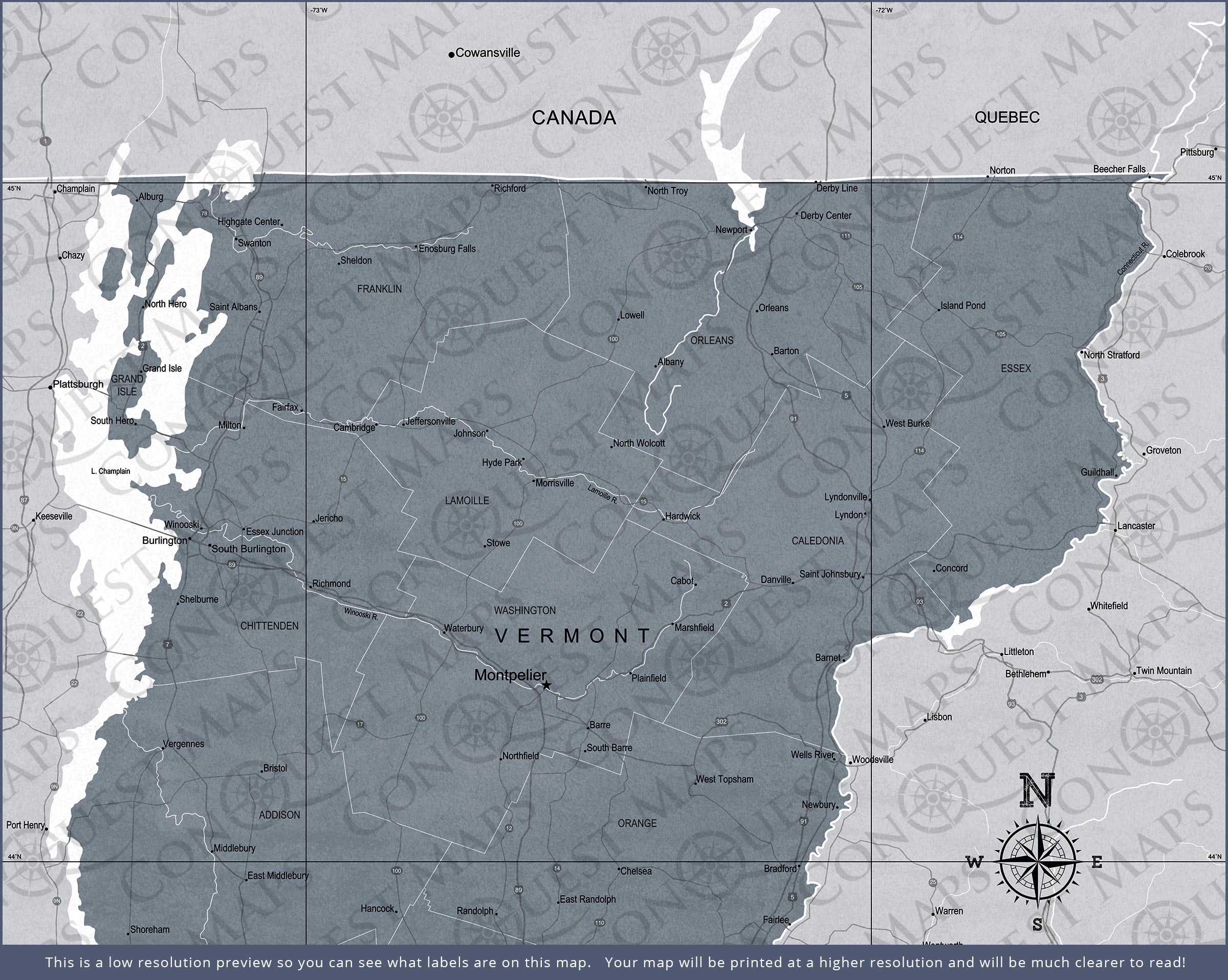 Push Pin Vermont Map (Pin Board) - Dark Gray Color Splash CM Pin Board