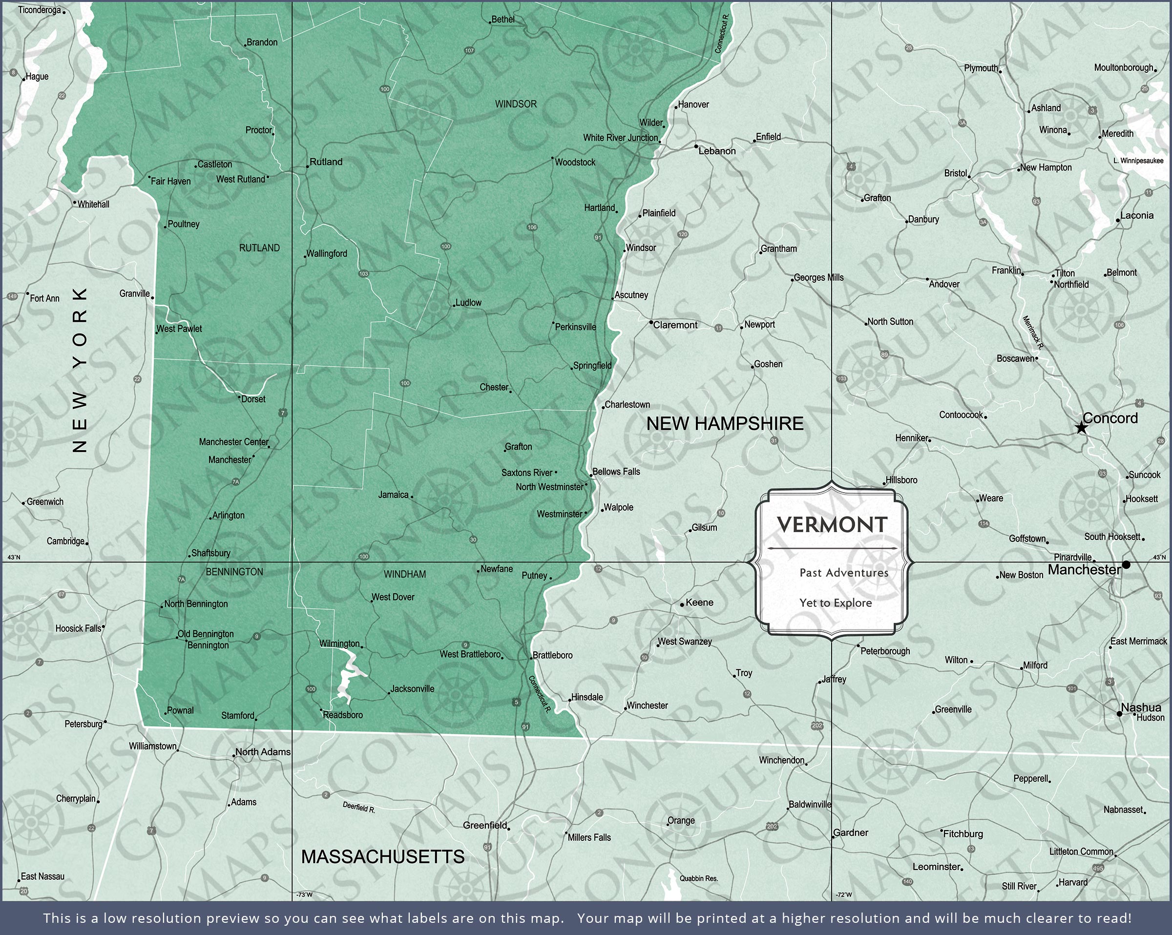 Push Pin Vermont Map (Pin Board) - Green Color Splash CM Pin Board
