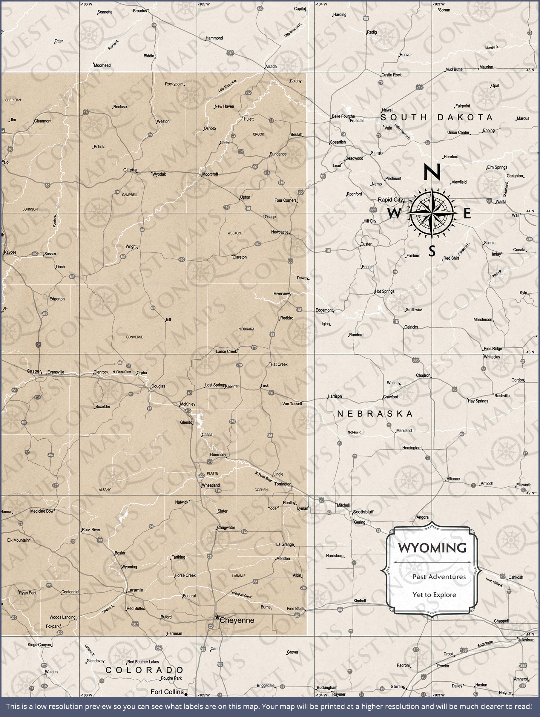 Push Pin Wyoming Map (Pin Board) - Light Brown Color Splash CM Pin Board