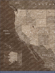 Push Pin USA Map (Pin Board) - Deep Espresso CM Pin Board