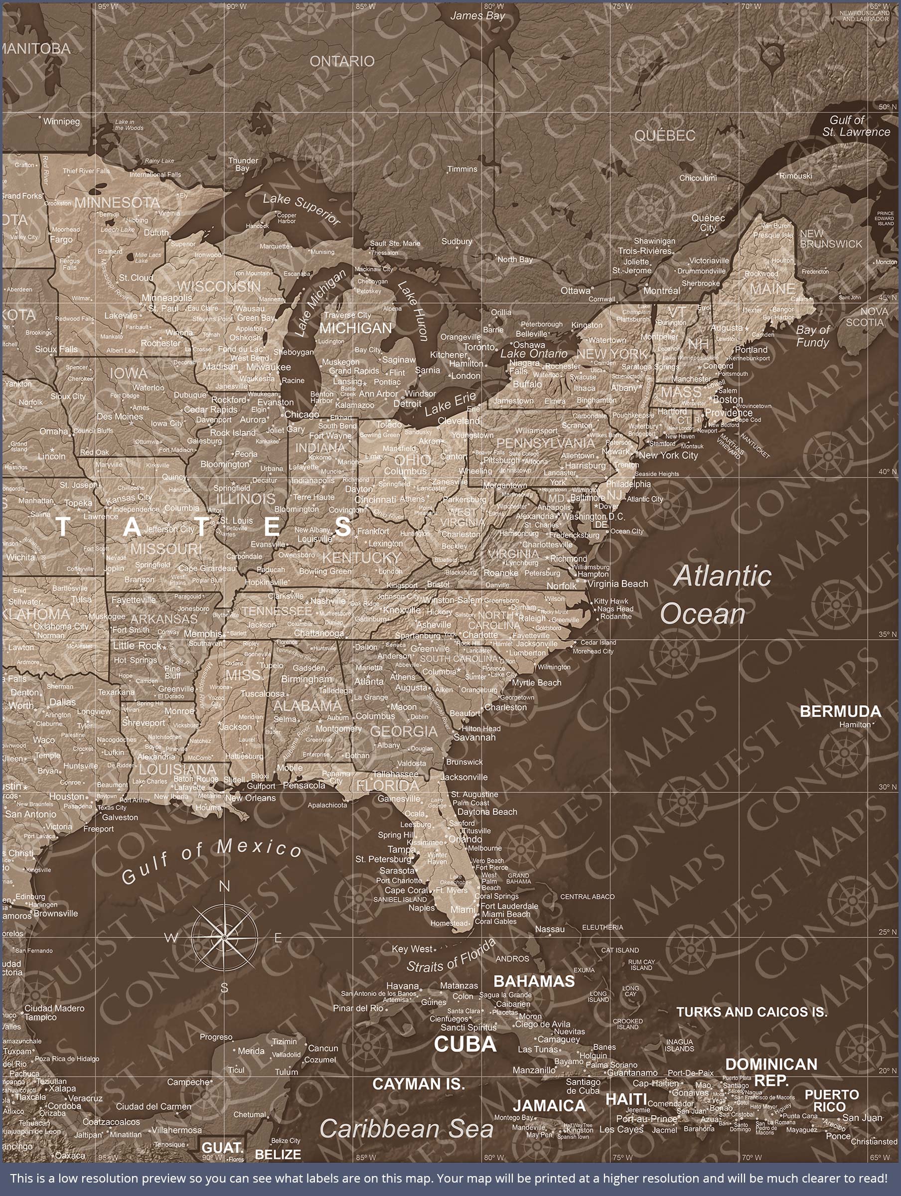 Push Pin USA Map (Pin Board) - Deep Espresso CM Pin Board