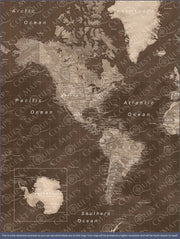 Push Pin World Map (Pin Board) - Deep Espresso CM Pin Board
