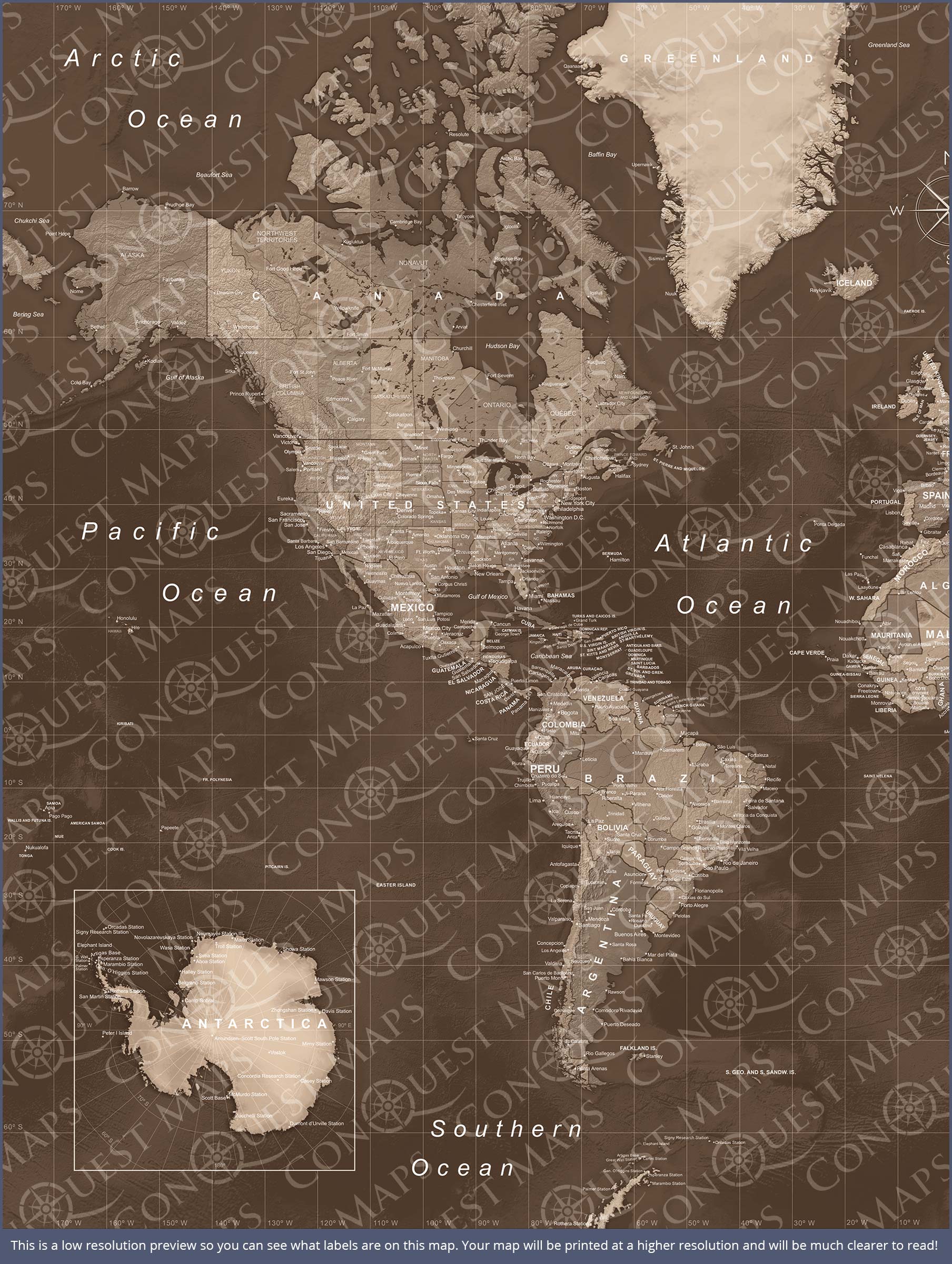 Push Pin World Map (Pin Board) - Deep Espresso CM Pin Board