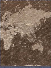 Push Pin World Map (Pin Board) - Deep Espresso CM Pin Board