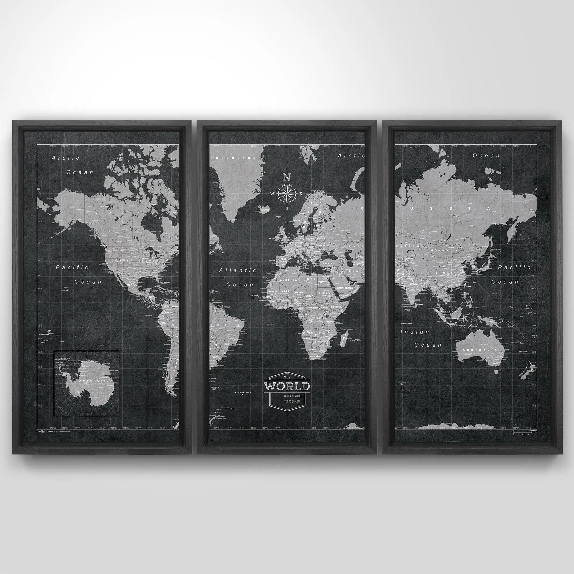 Decorative Wood Frame for Push Pin Maps - All Frames Conquest Maps LLC