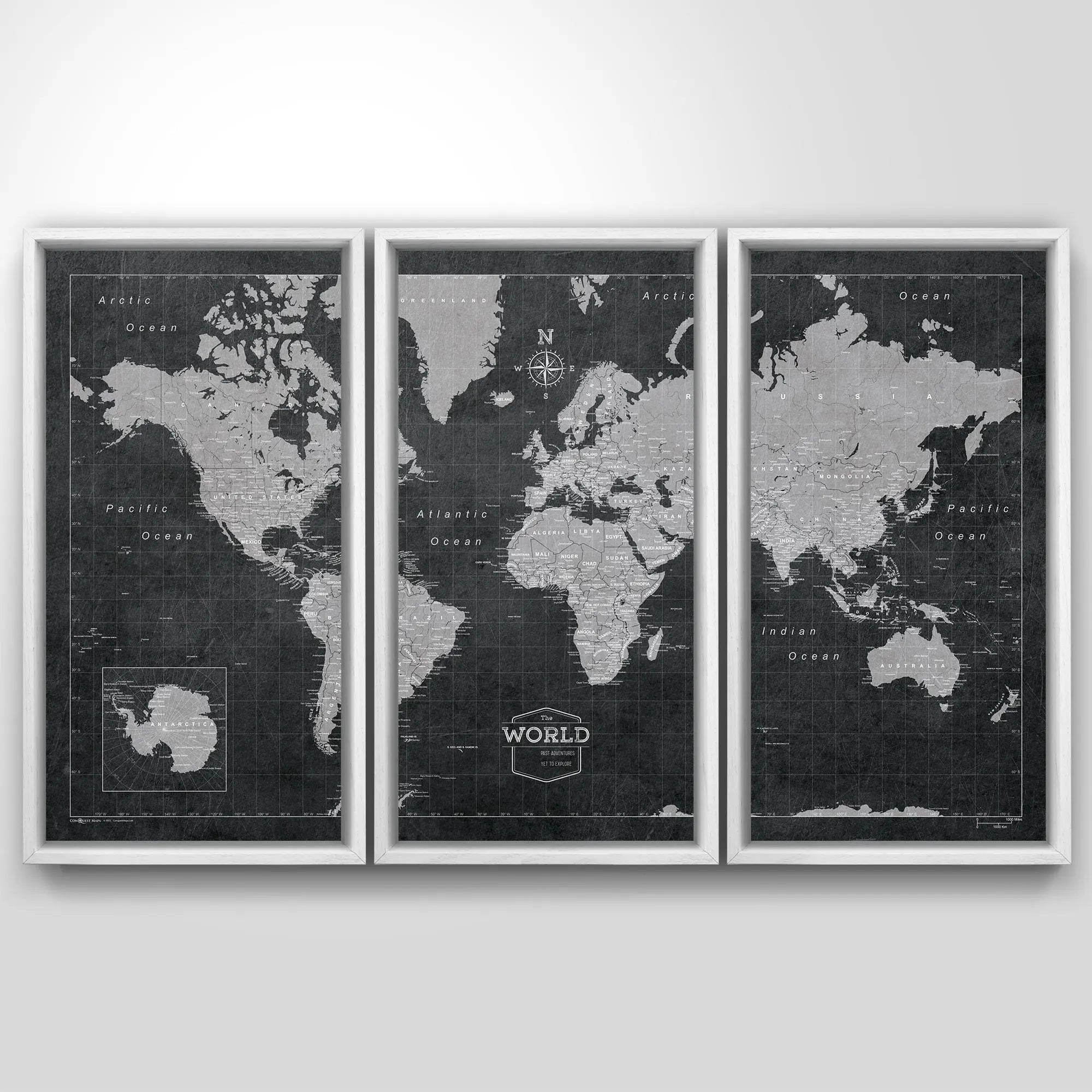 Decorative Wood Frame for Push Pin Maps - All Frames Conquest Maps LLC