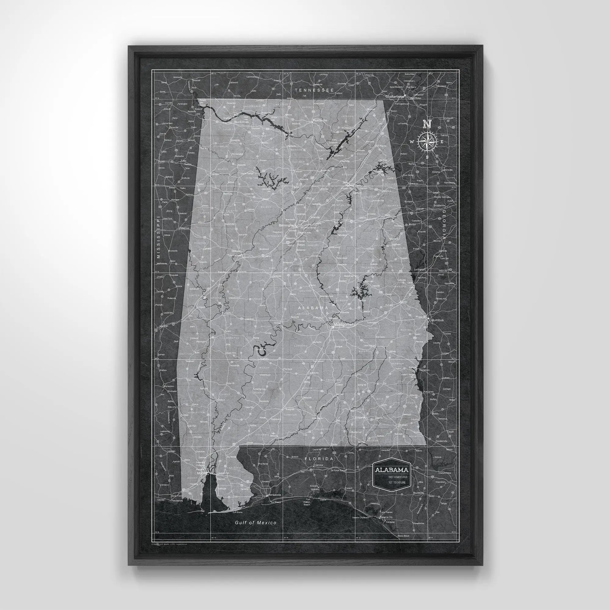 Decorative Wood Frame for Push Pin Maps - All Frames Conquest Maps LLC
