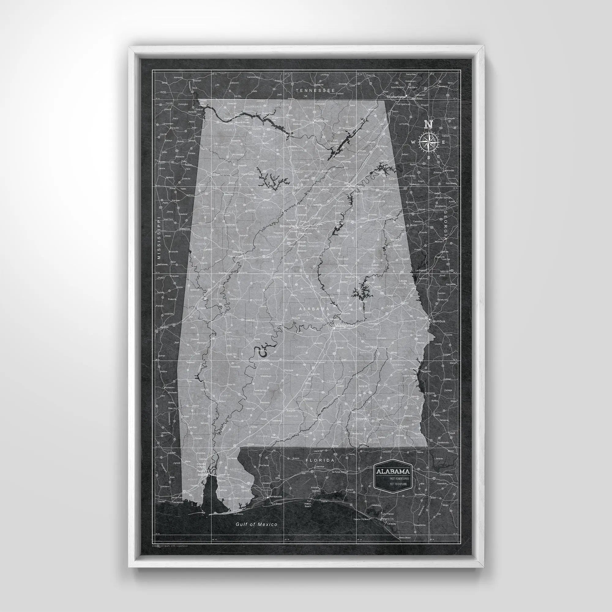 Decorative Wood Frame for Push Pin Maps - All Frames Conquest Maps LLC