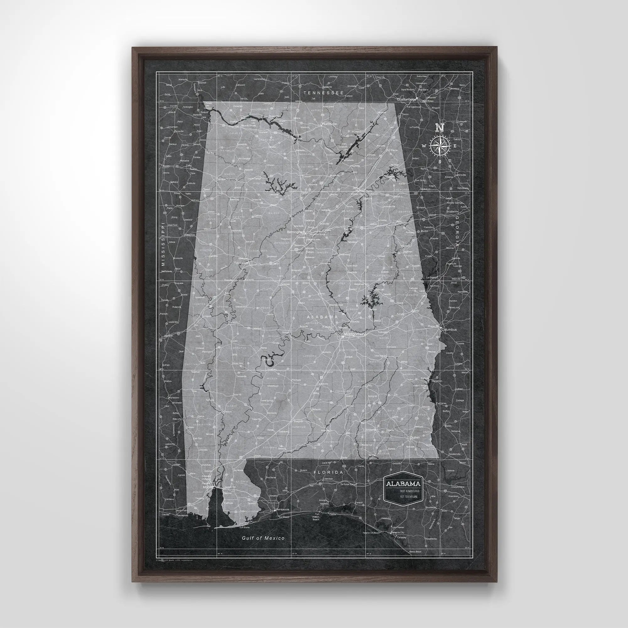 Decorative Wood Frame for Push Pin Maps - All Frames Conquest Maps LLC