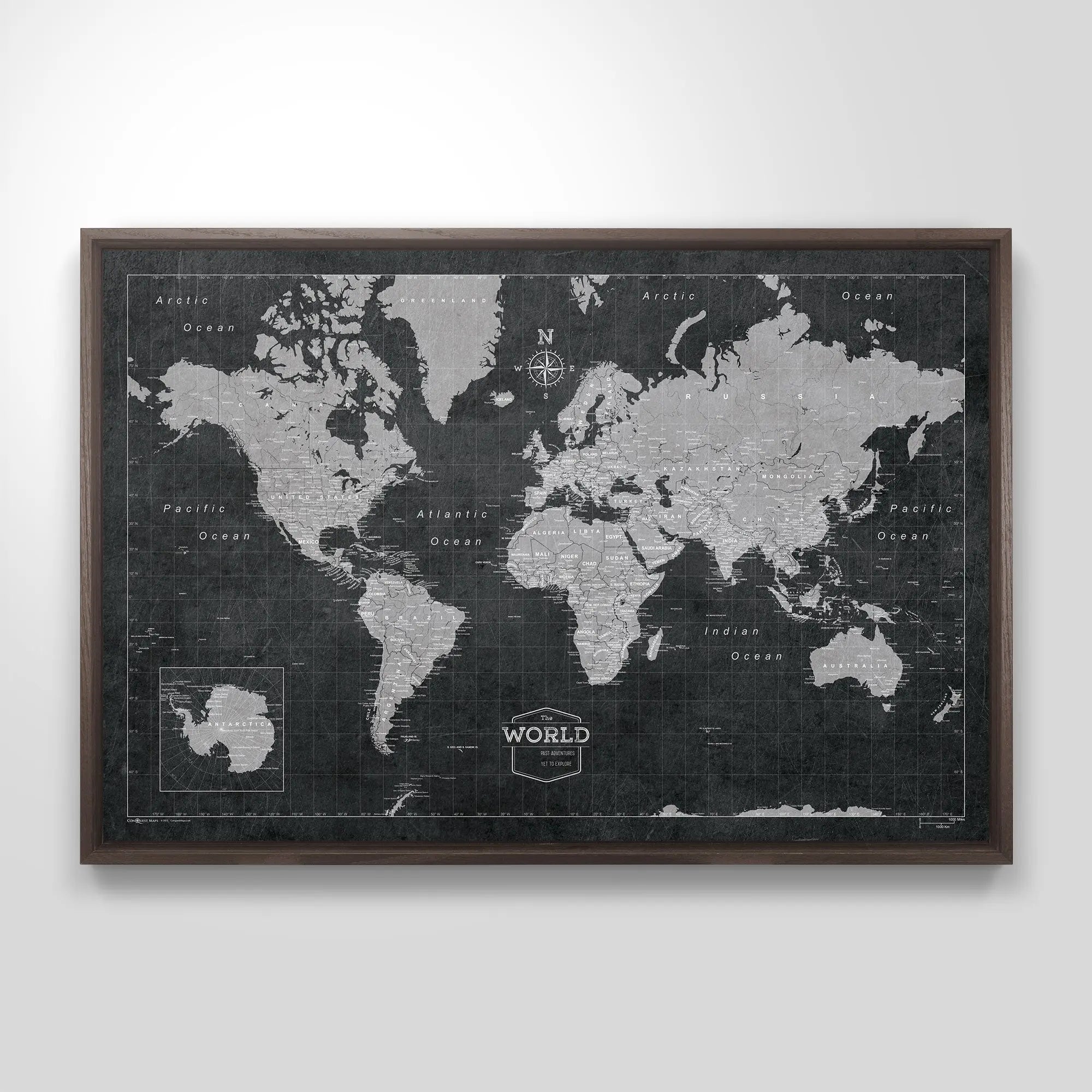 Decorative Wood Frame for Push Pin Maps Conquest Maps LLC