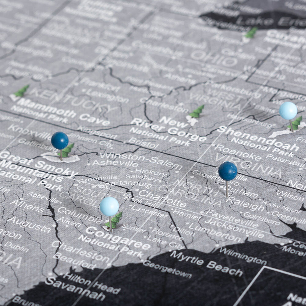 Push Pin National Parks Map (Pin Board) - Modern Slate CM Pin Board