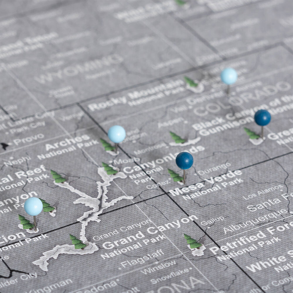 Push Pin National Parks Map (Pin Board) - Modern Slate CM Pin Board