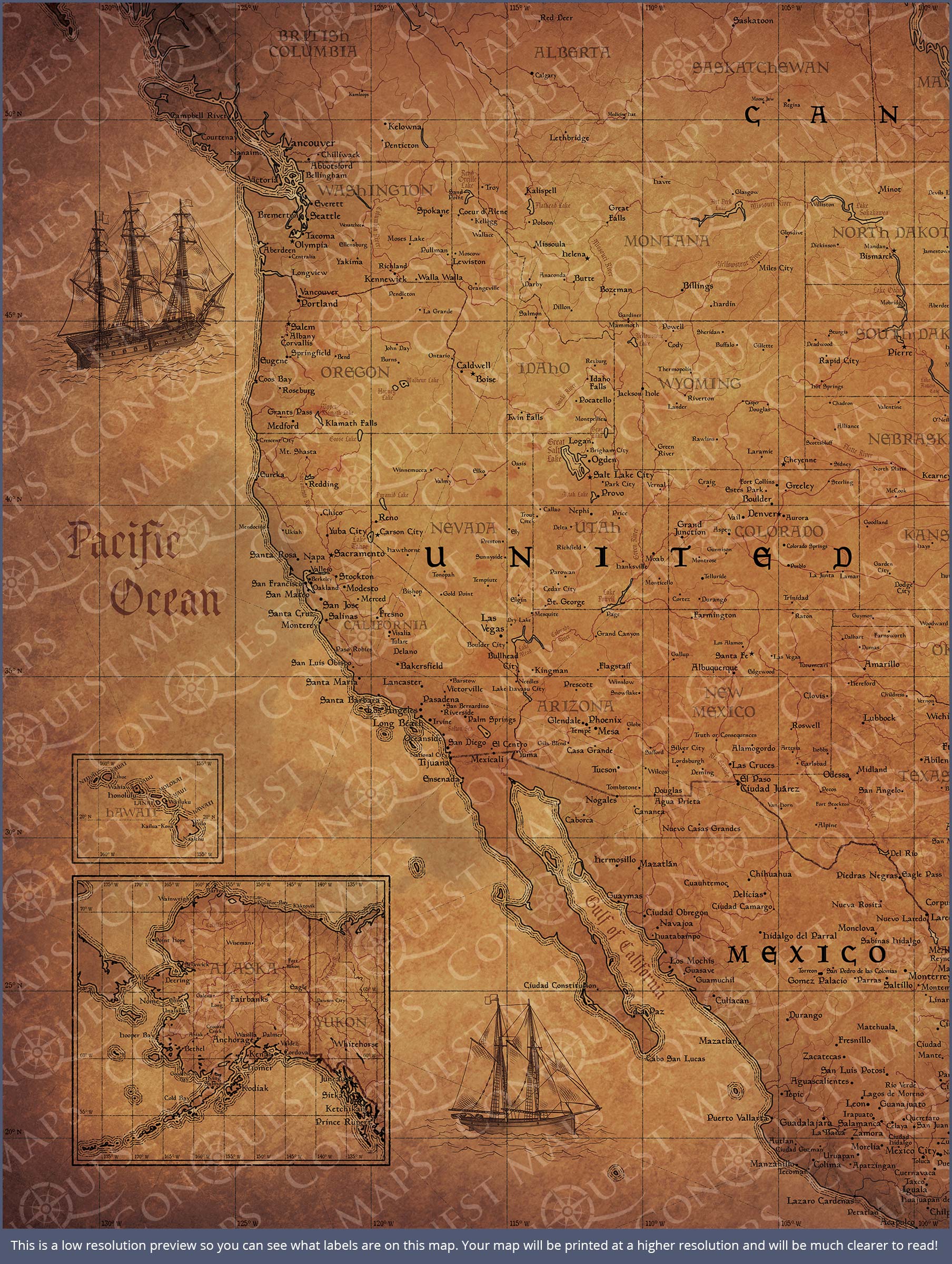 Push Pin USA Map (Pin Board) - Golden Aged CM Pin Board