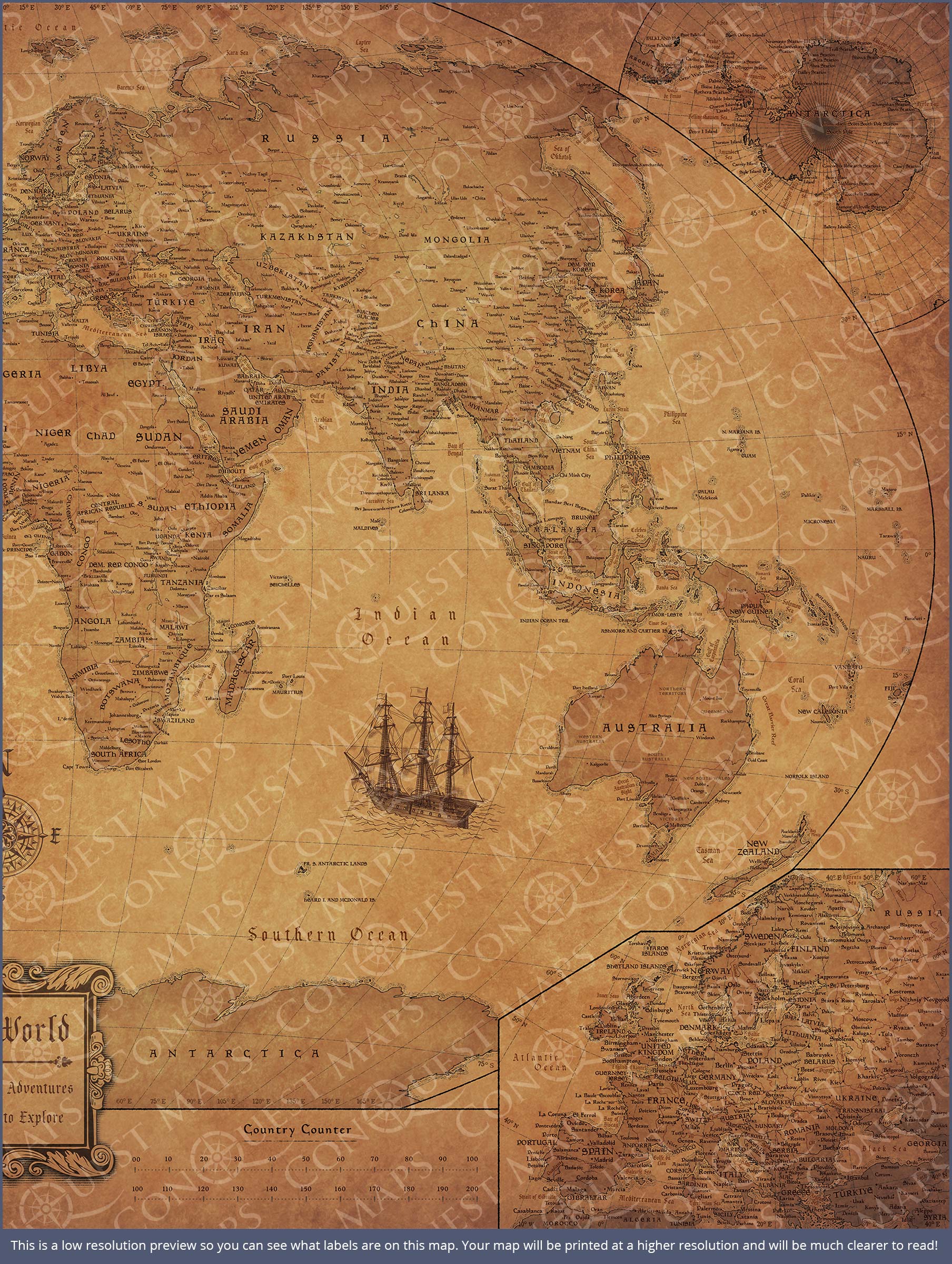 Push Pin World (Winkel Tripel) Map (Pin Board) - Golden Aged CM Pin Board