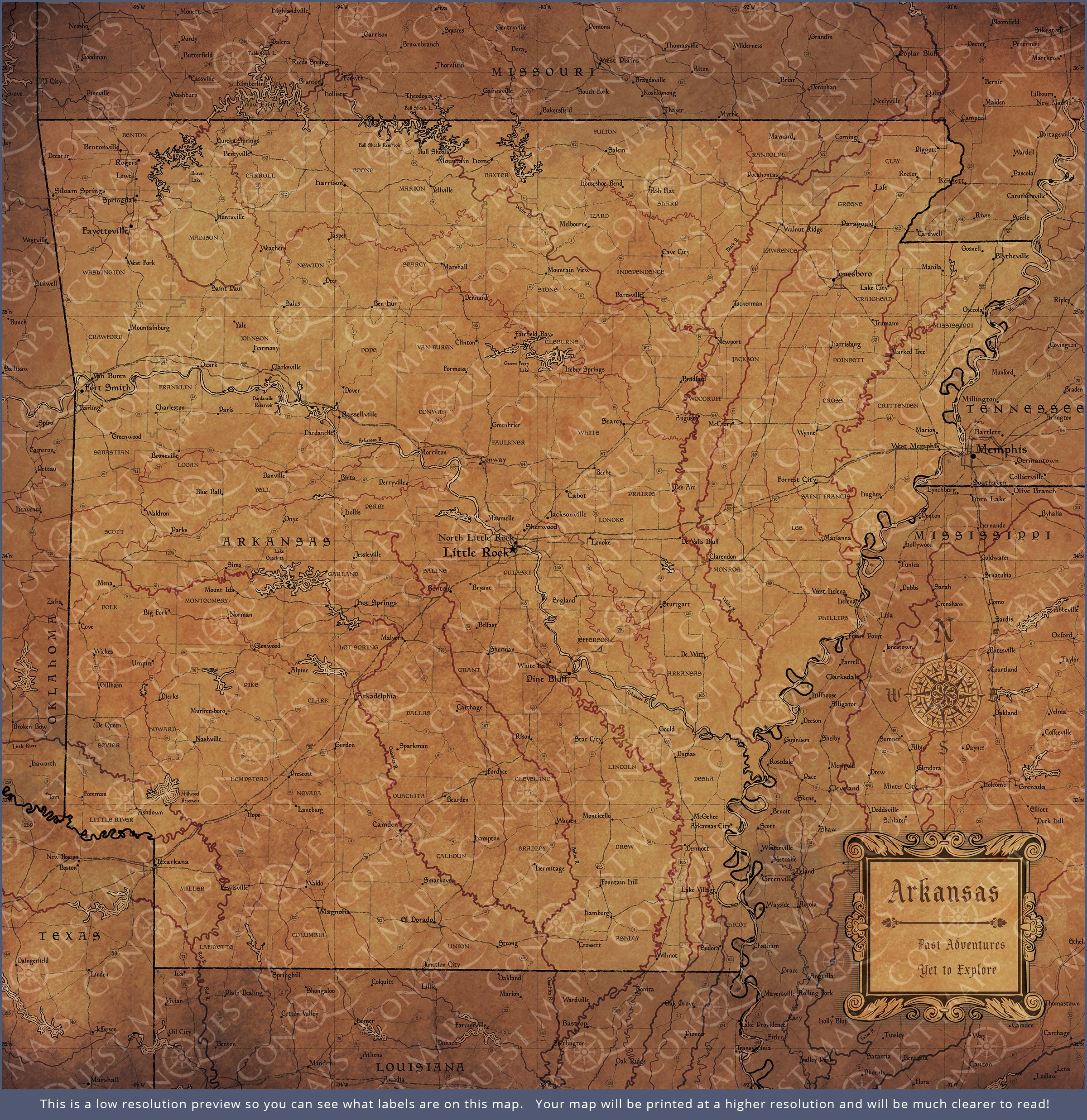 Push Pin Arkansas Map (Pin Board) - Golden Aged CM Pin Board