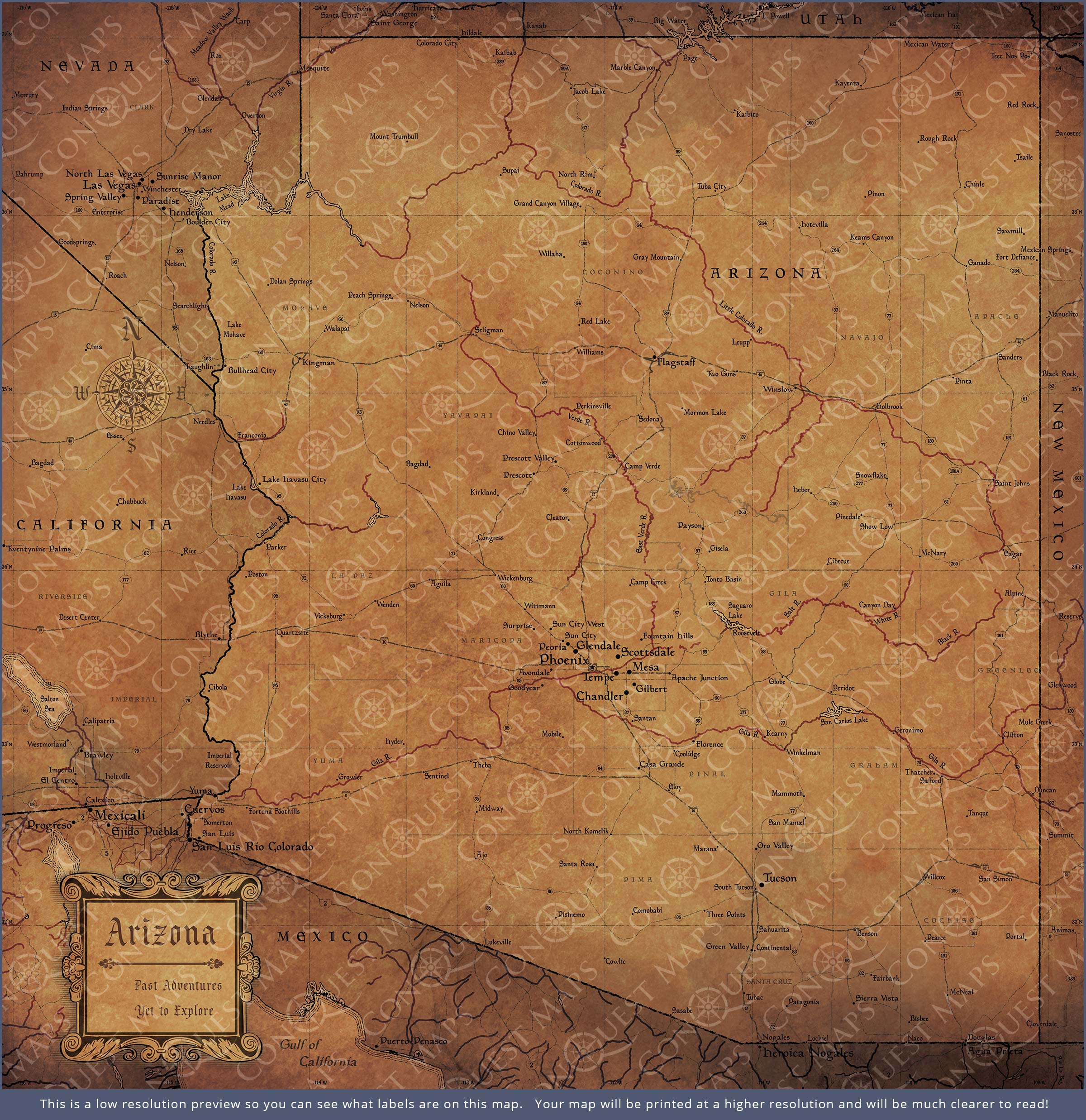 Push Pin Arizona Map (Pin Board) - Golden Aged CM Pin Board