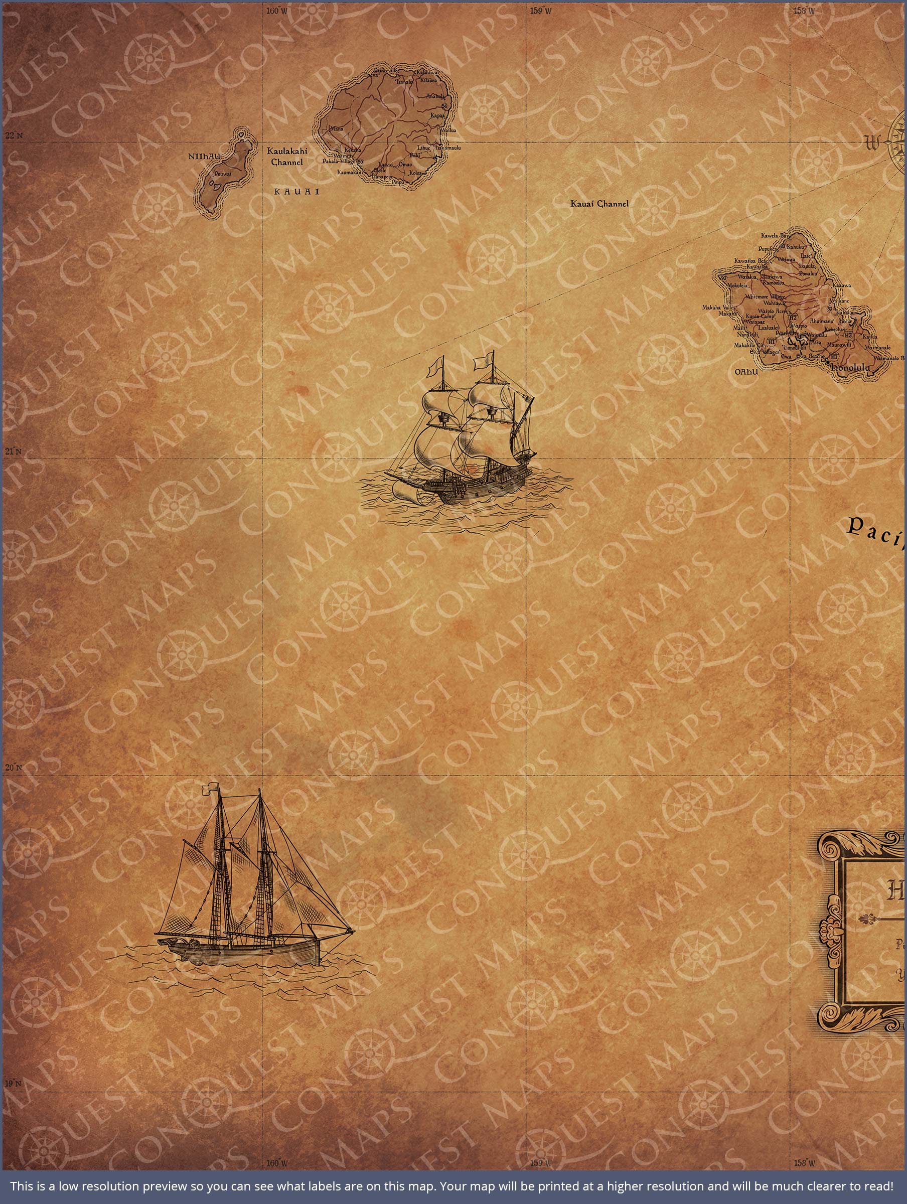 Push Pin Hawaii Map (Pin Board) - Golden Aged CM Pin Board