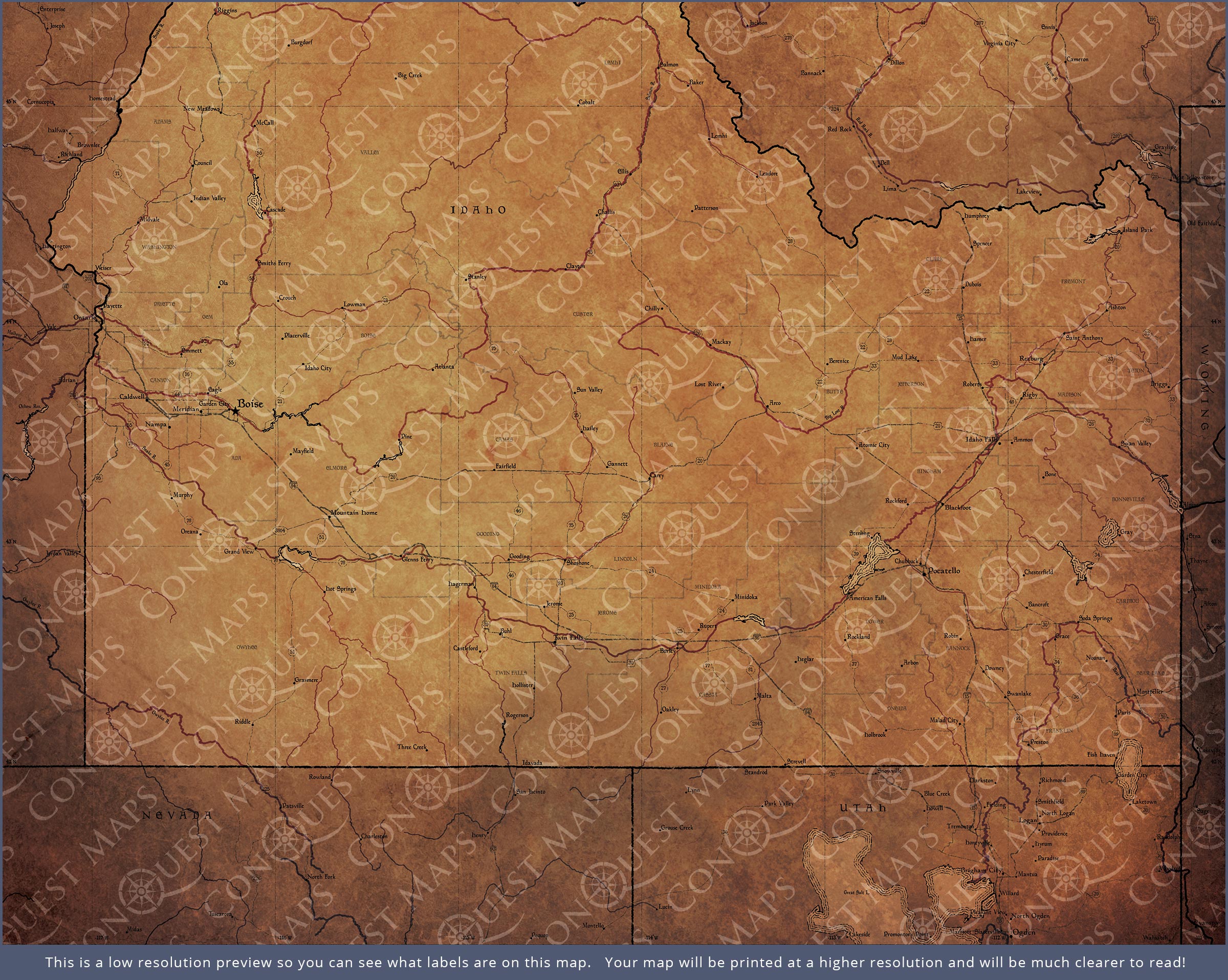 Push Pin Idaho Map (Pin Board) - Golden Aged CM Pin Board