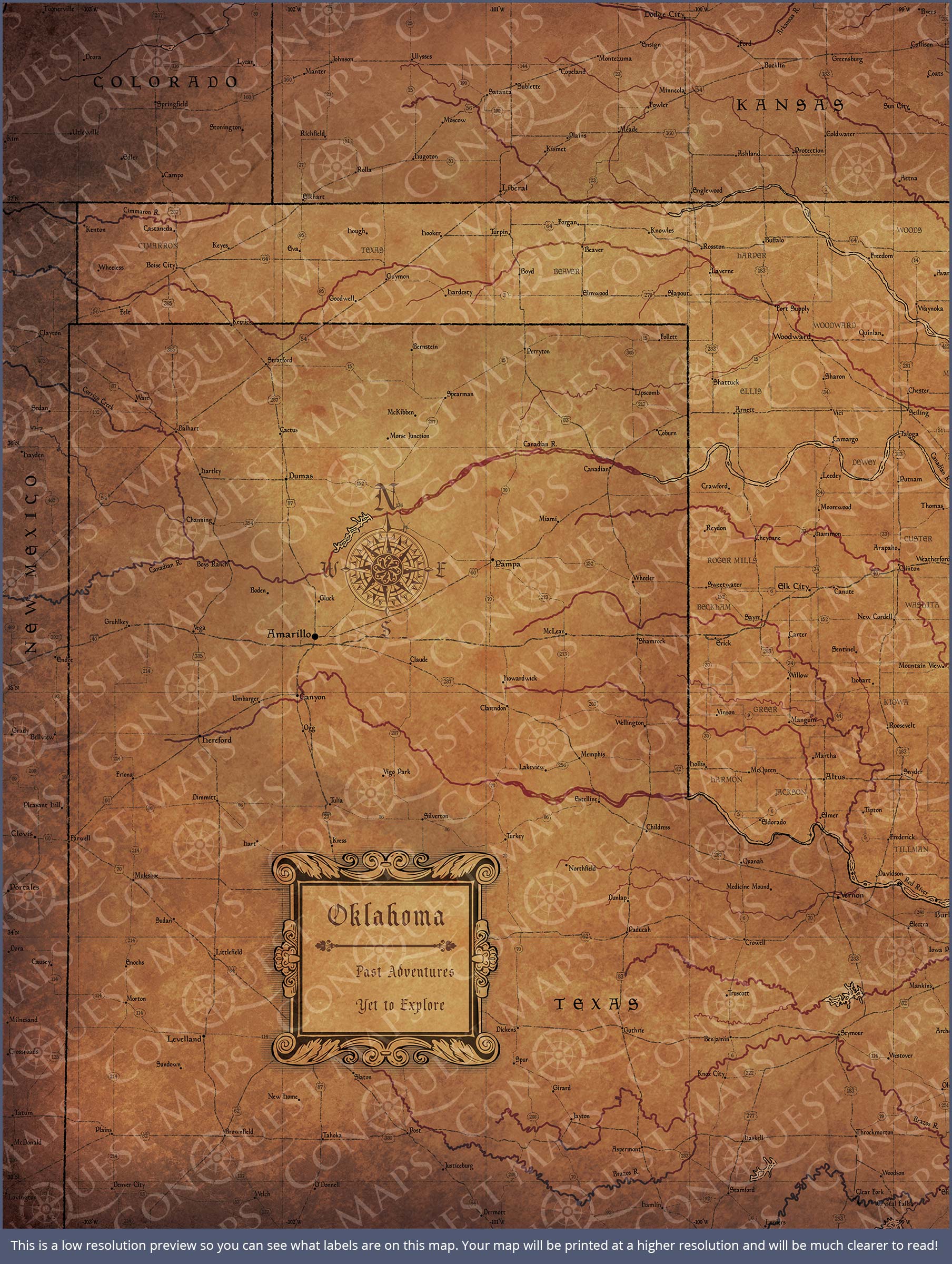 Push Pin Oklahoma Map (Pin Board) - Golden Aged CM Pin Board