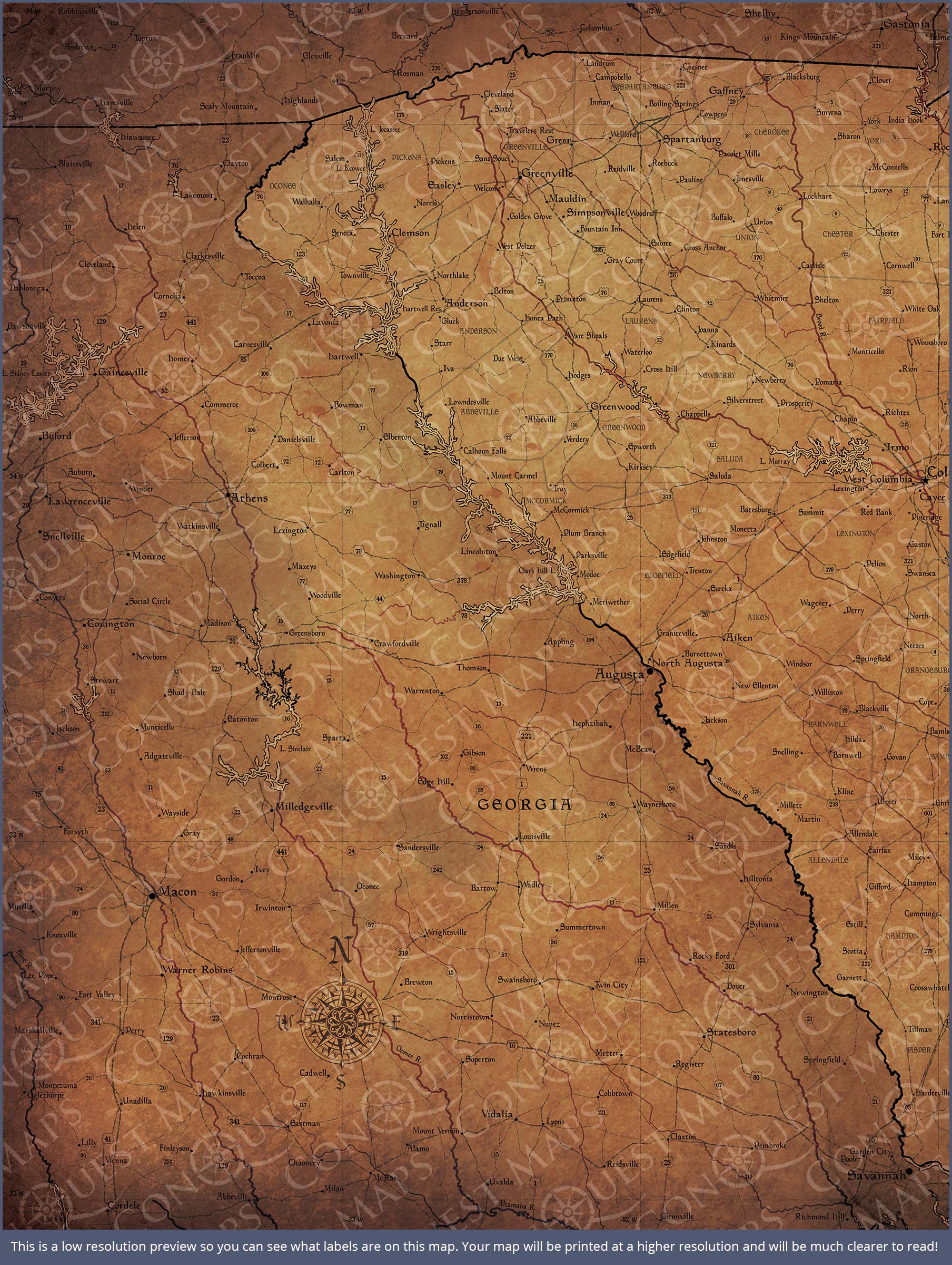 Push Pin South Carolina Map (Pin Board) - Golden Aged CM Pin Board