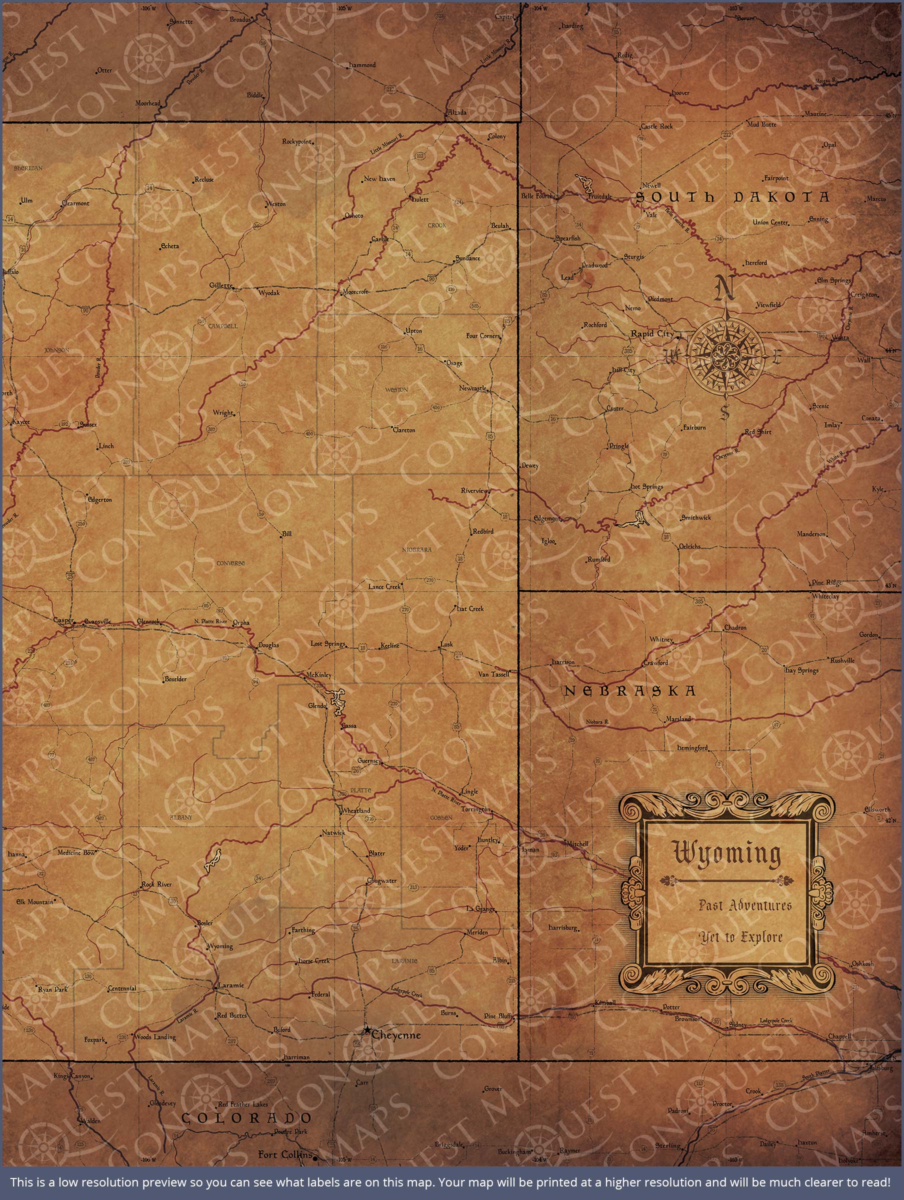 Push Pin Wyoming Map (Pin Board) - Golden Aged CM Pin Board