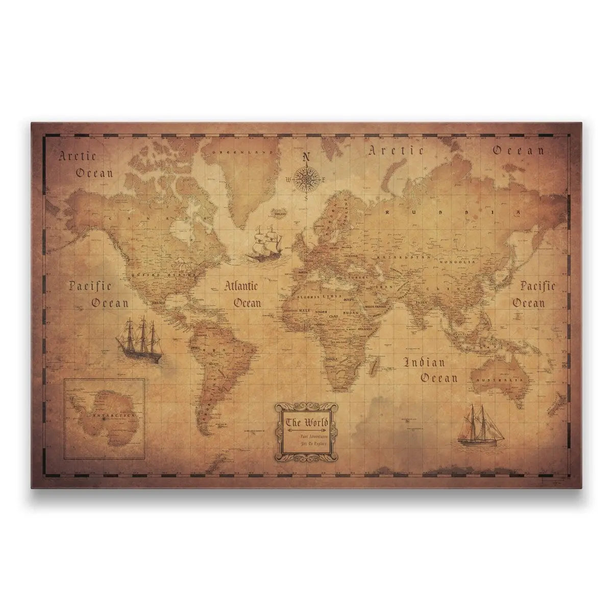 Golden Aged - Push Pin World Map Pin Board - Not Personalized CM Pin Board