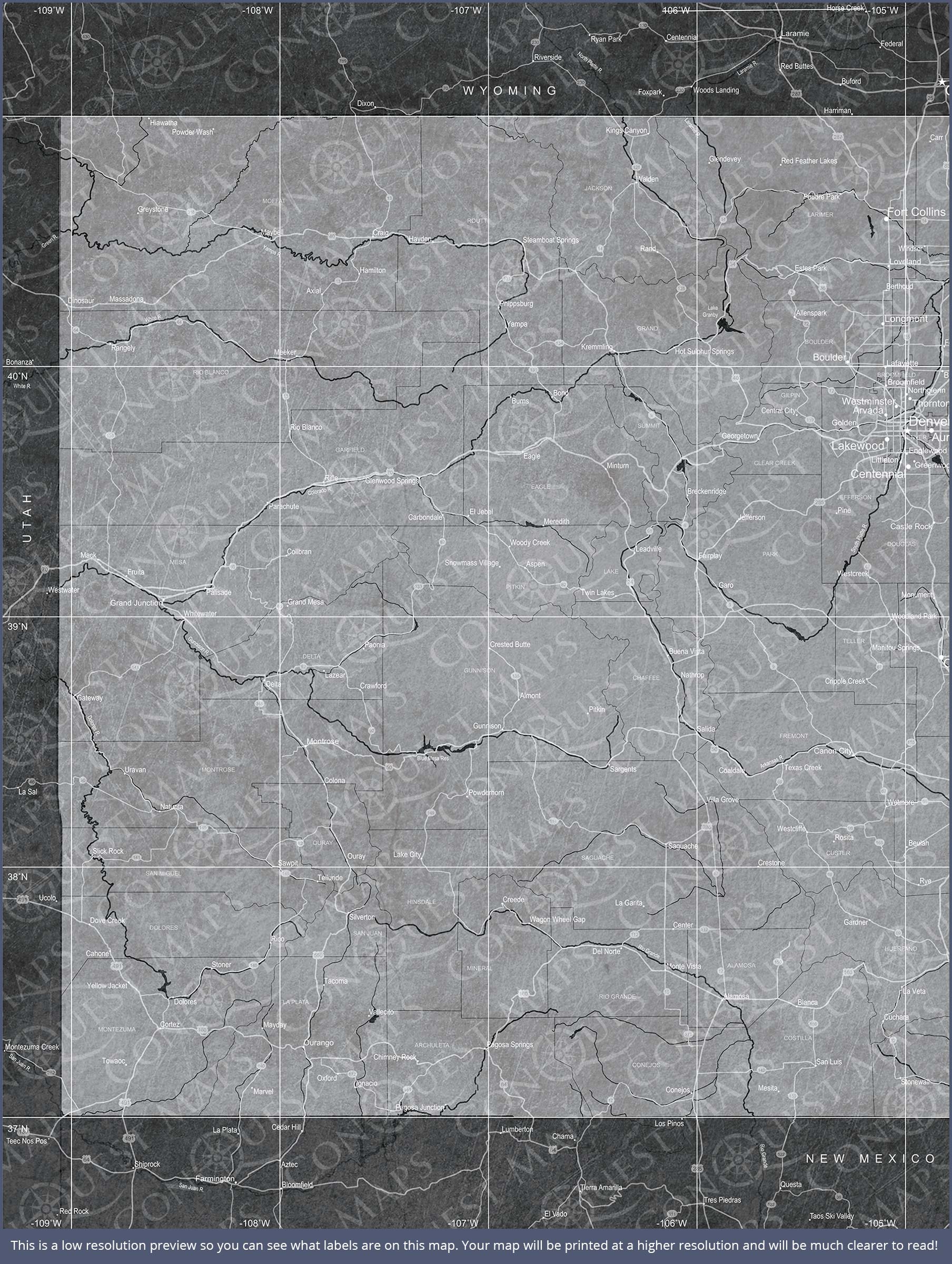 Push Pin Colorado Map (Pin Board) - Modern Slate CM Pin Board