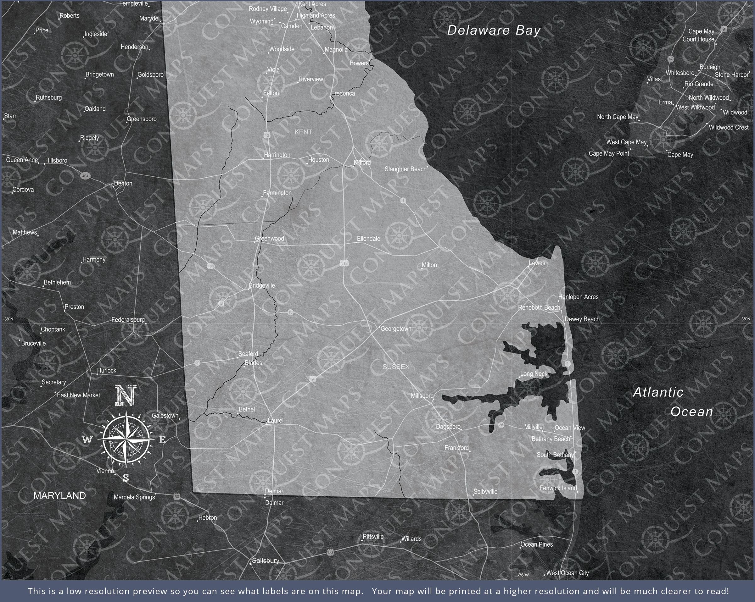 Push Pin Delaware Map (Pin Board) - Modern Slate CM Pin Board