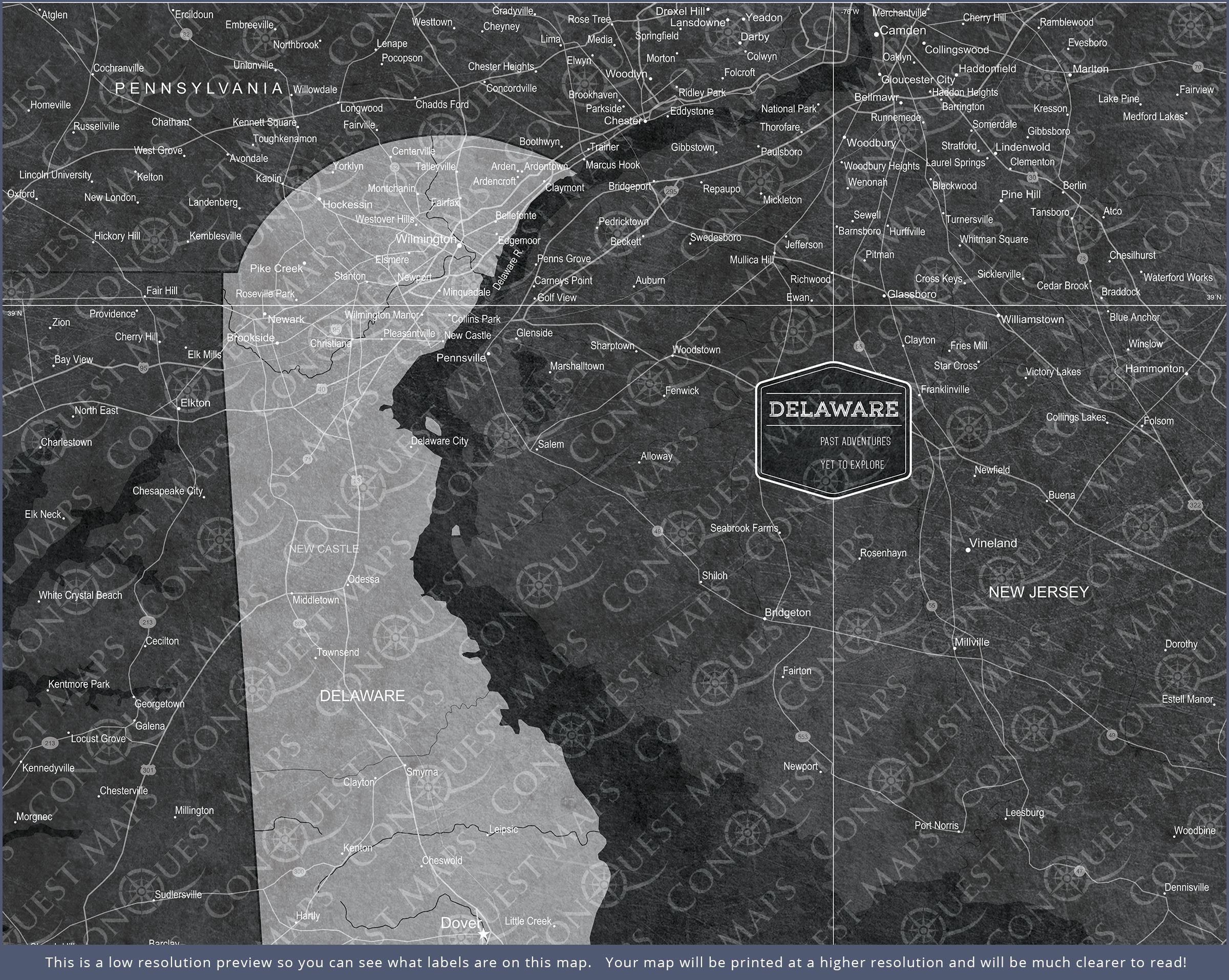 Push Pin Delaware Map (Pin Board) - Modern Slate CM Pin Board