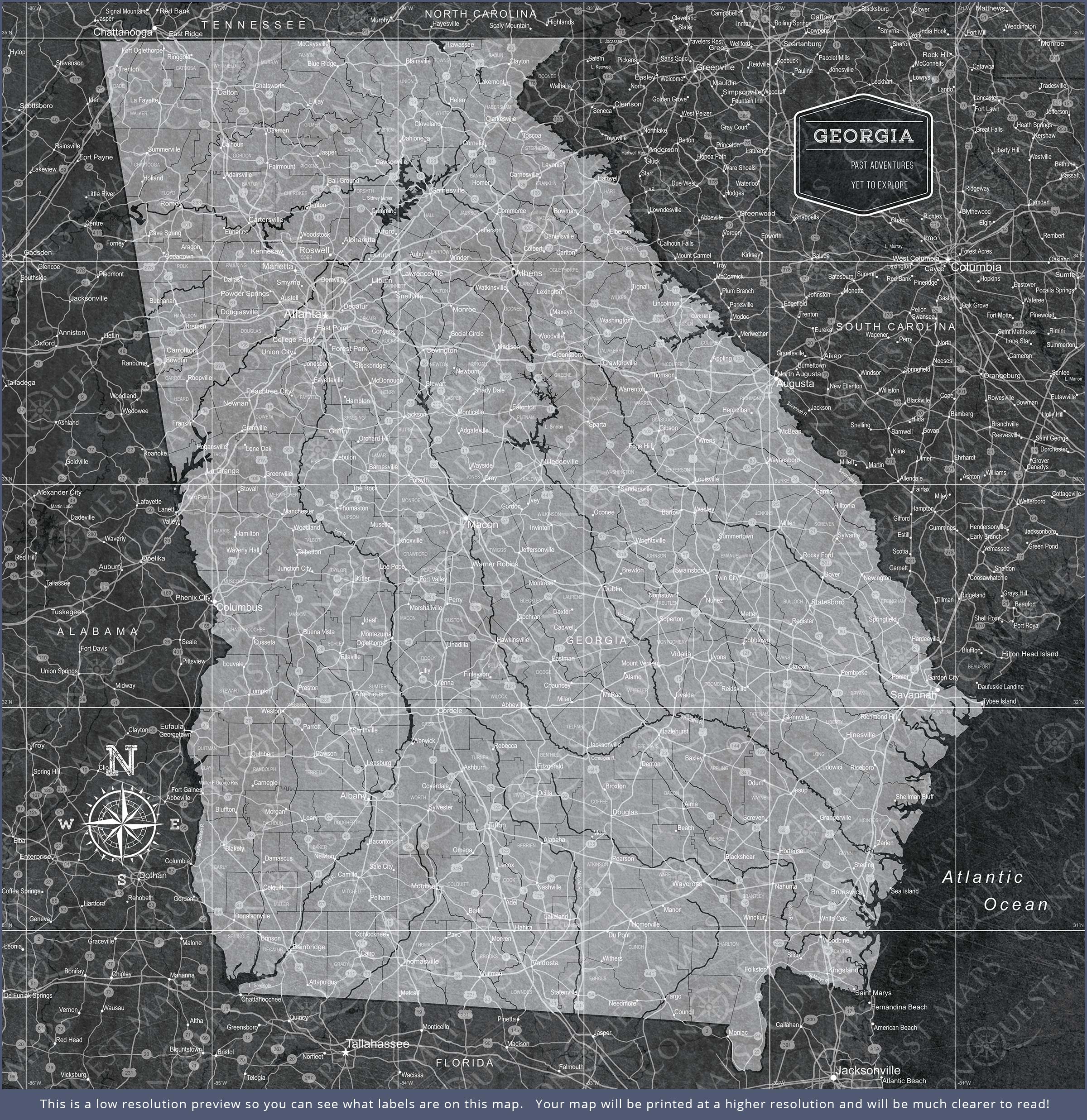 Push Pin Georgia Map (Pin Board) - Modern Slate CM Pin Board