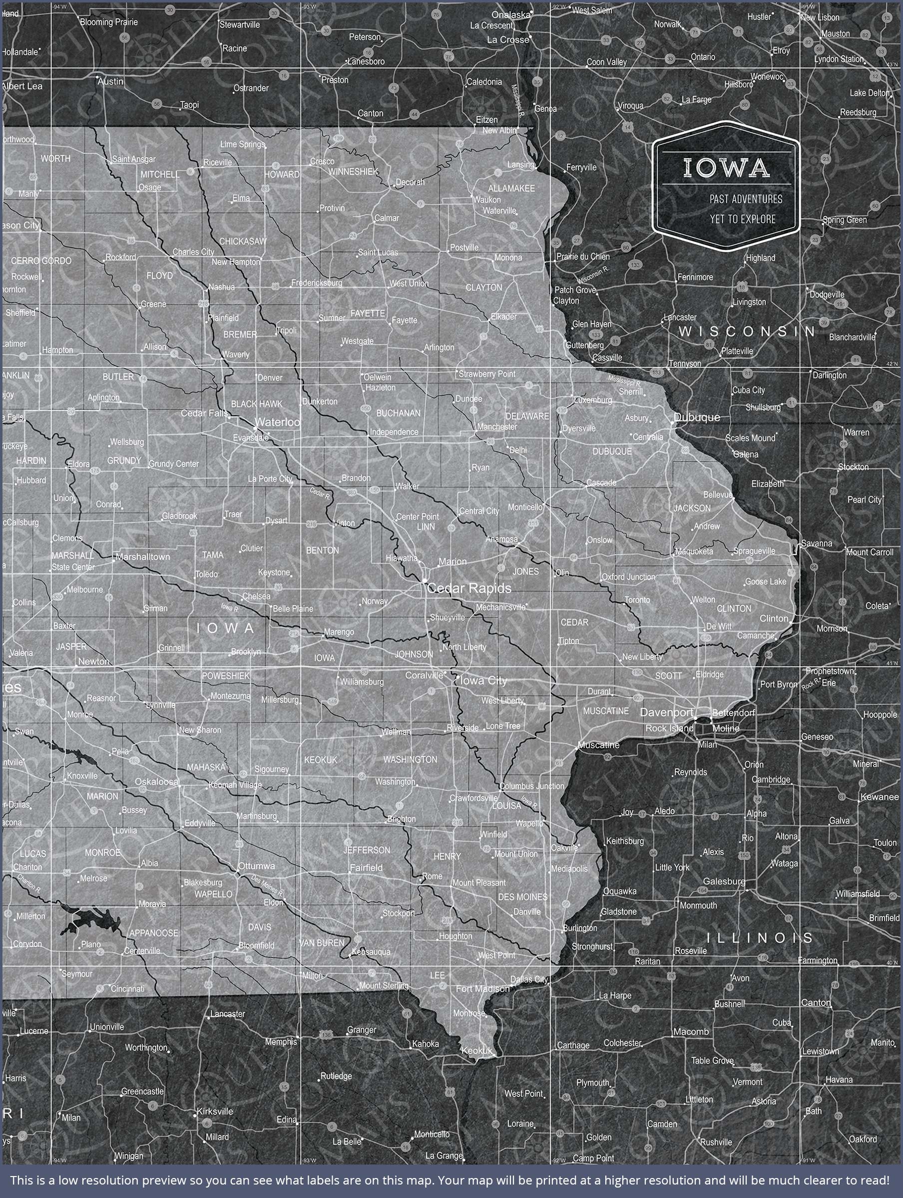 Push Pin Iowa Map (Pin Board) - Modern Slate CM Pin Board