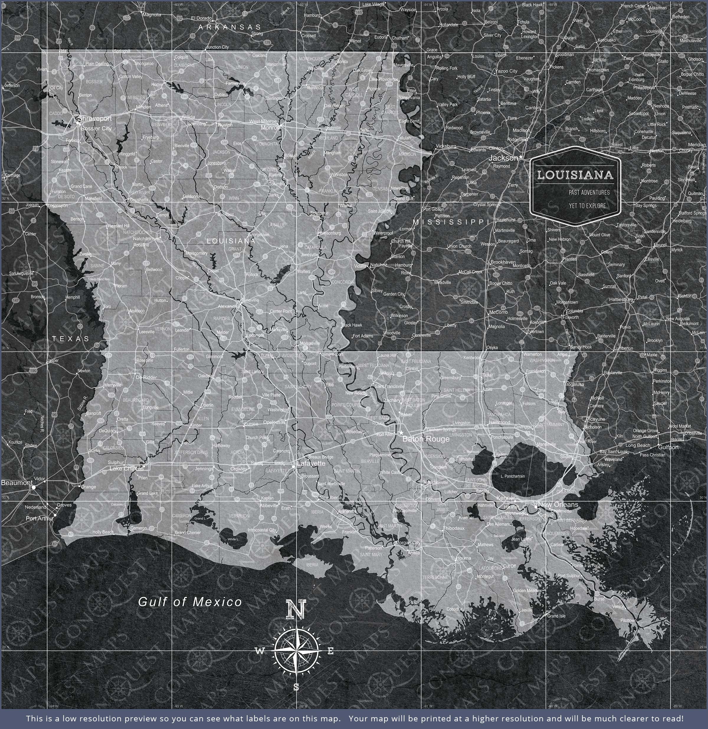 Push Pin Louisiana Map (Pin Board) - Modern Slate CM Pin Board