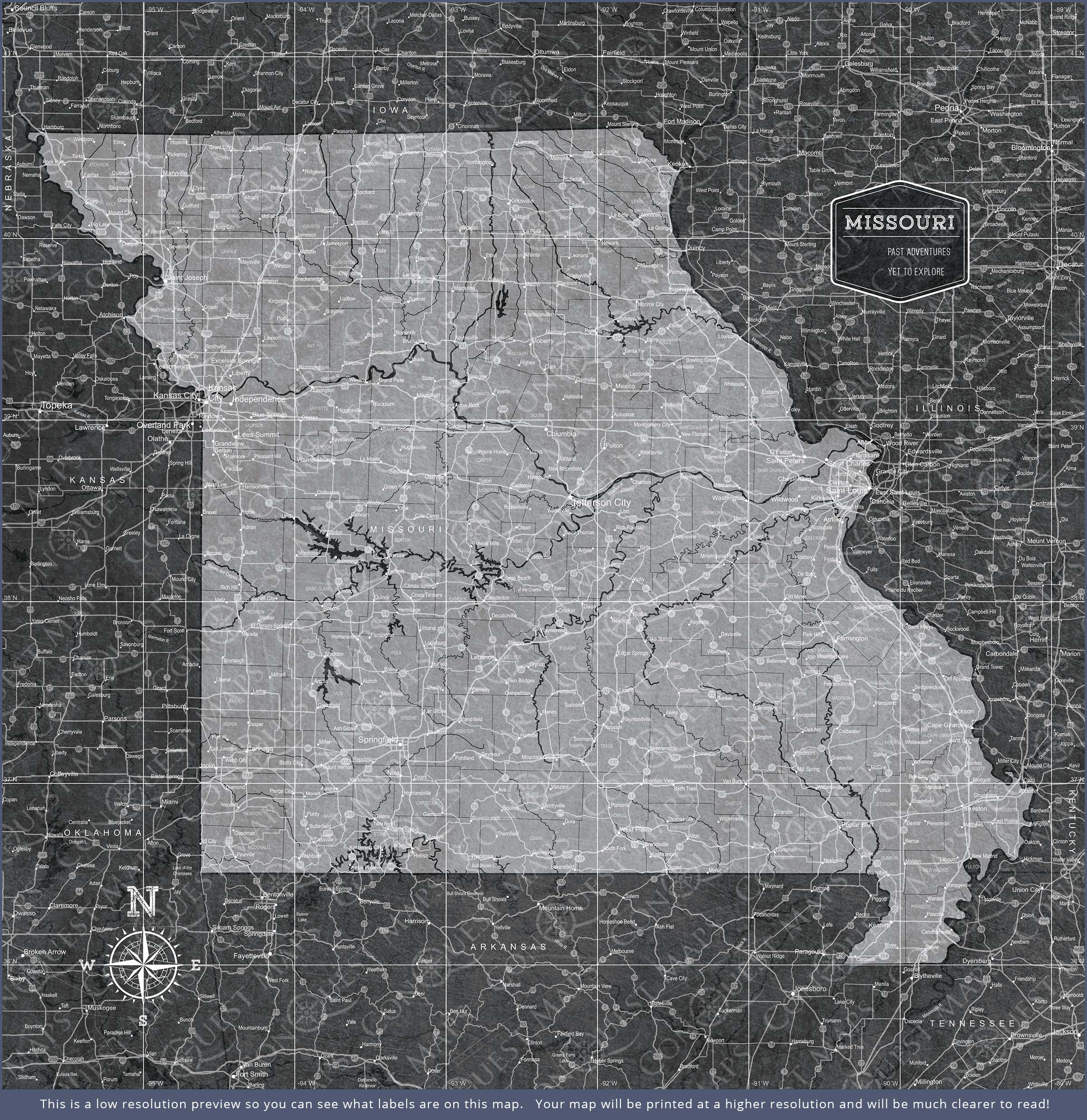 Push Pin Missouri Map (Pin Board) - Modern Slate CM Pin Board